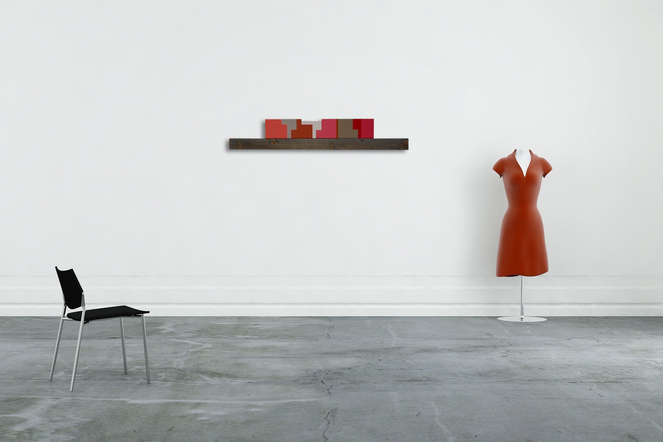 Artwork by Jean Feinberg, Rachet Red, Made of Oil on wood and found wood 