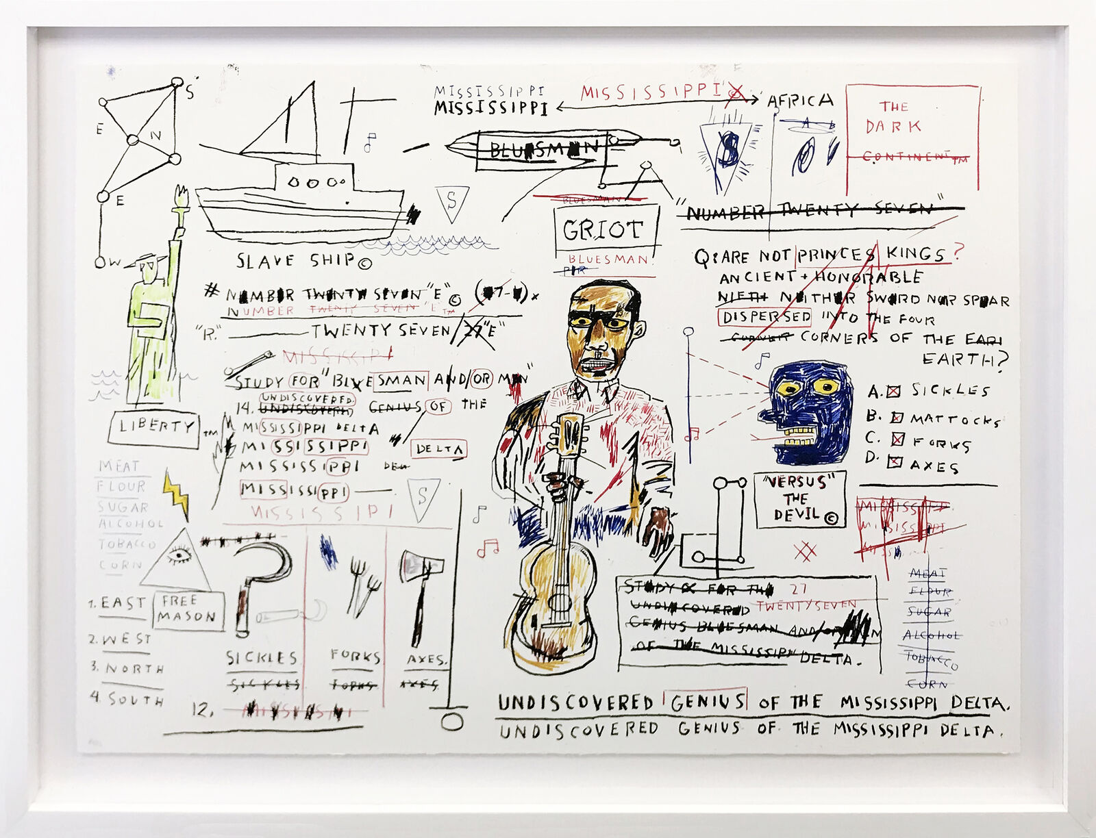Artwork by Jean-Michel Basquiat, PORTFOLIO OF WOLF SAUSAGE, KING BRAND, DOG LEG STUDY AND UNDISCOVERED GENUIS, Made of Screen Print 