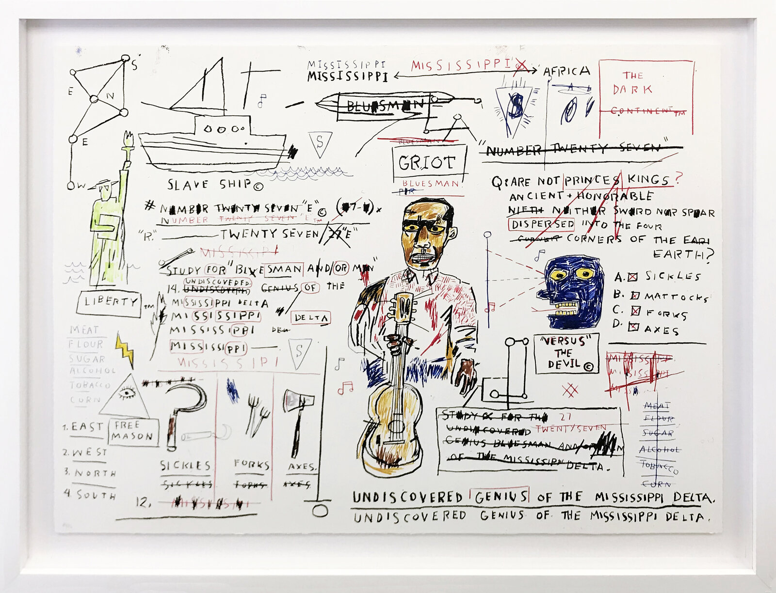 Artwork by Jean-Michel Basquiat, Portfolio Of Wolf Sausage, King Brand, Dog Leg Study And Undiscovered Genuis, Made of Screen Print 