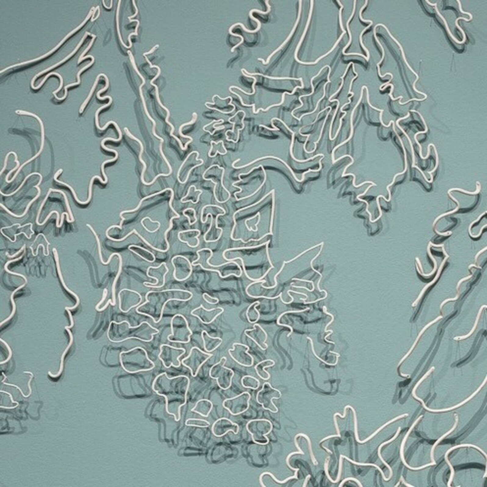 Artwork by Jeanne Quinn, A Palm Open To Nothing, Made of Porcelain, pins, and paint installed on wall 