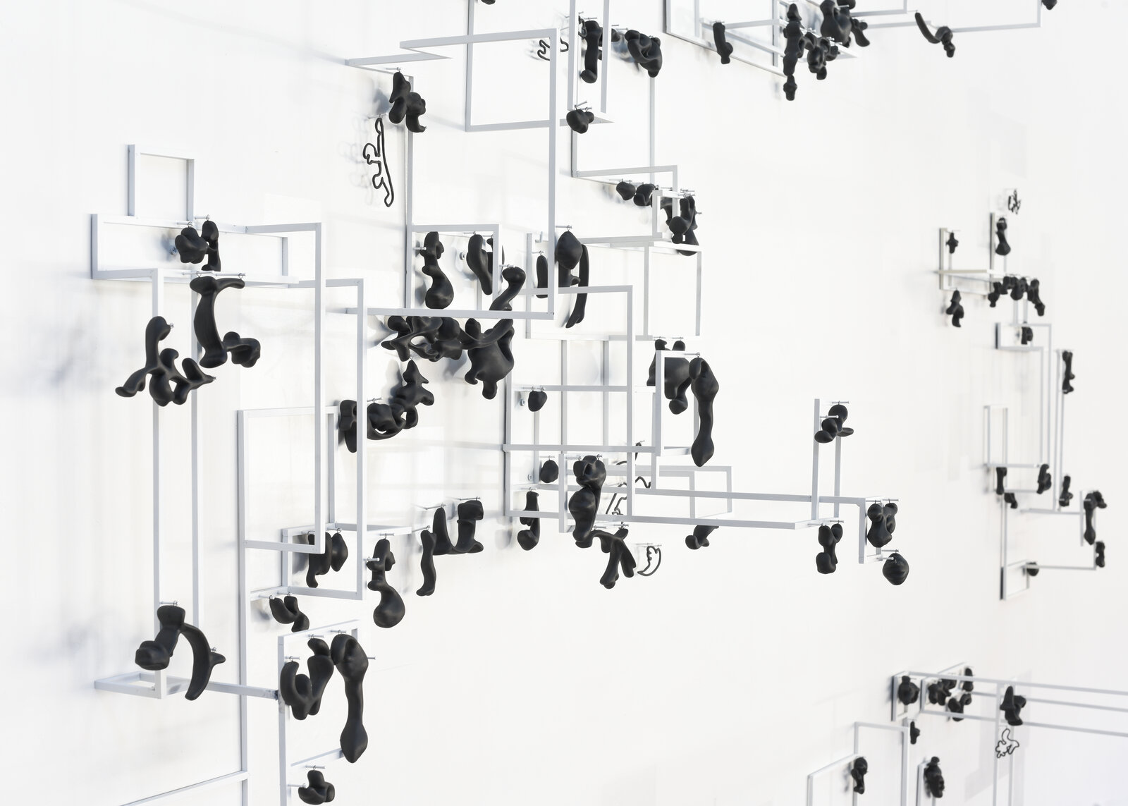 Artwork by Jeanne Quinn, True and Reasoned and Impure and Inexplicable, Made of Porcelain, steel, vinyl, wire, paint 