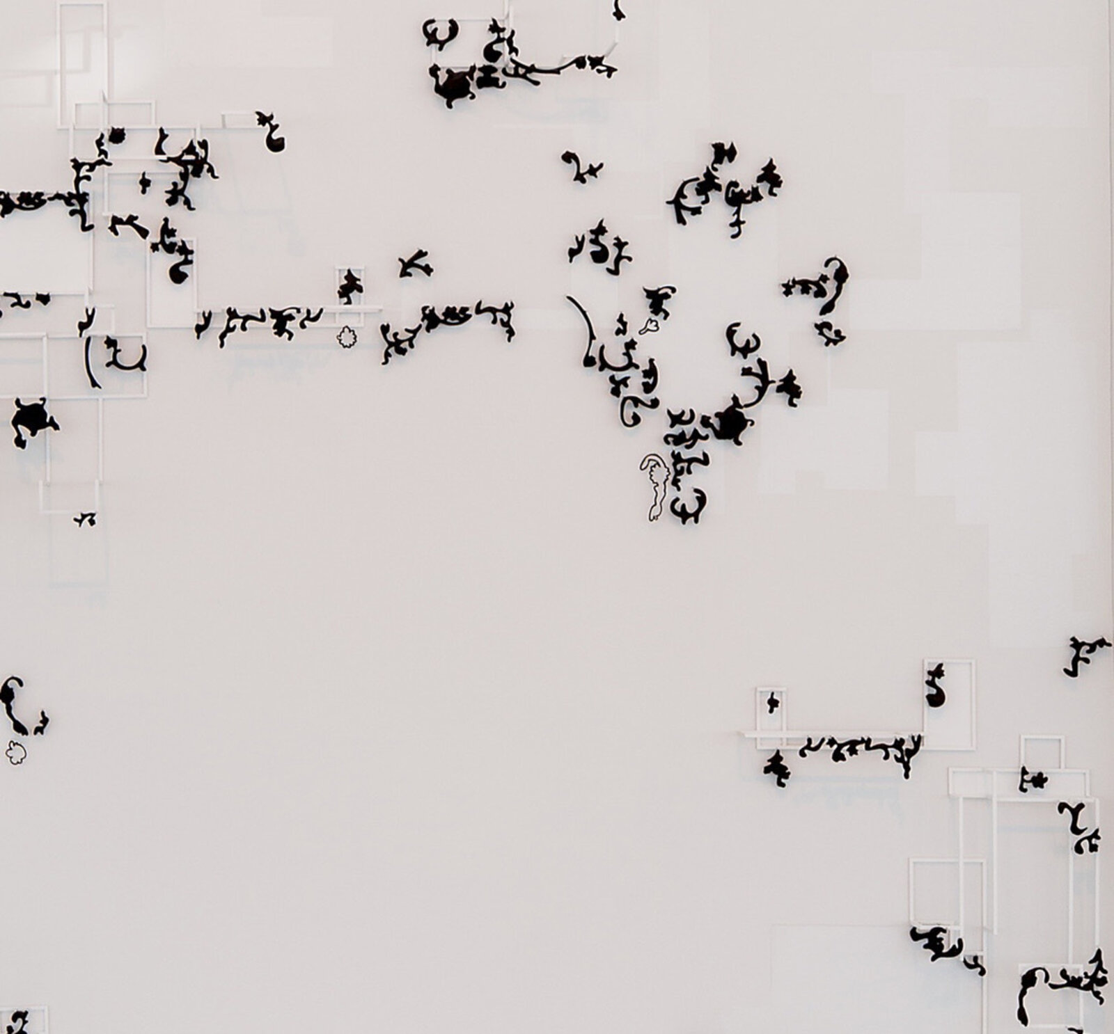 Artwork by Jeanne Quinn, True and Reasoned and Impure and Inexplicable, Made of Porcelain, steel, vinyl, wire, paint 