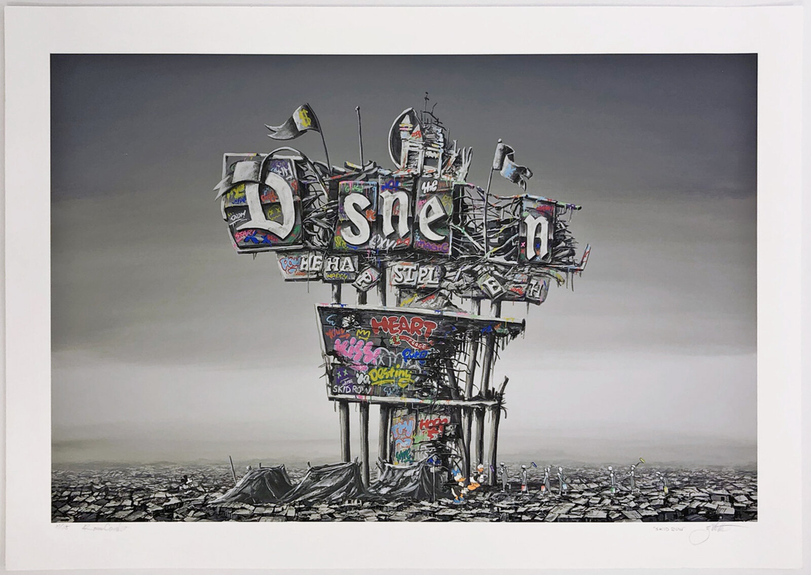 Artwork by Jeff Gillette, Ruined Sign (Dual Embellished Roamcoach Collab), Made of Hand Embellished Screen Print 