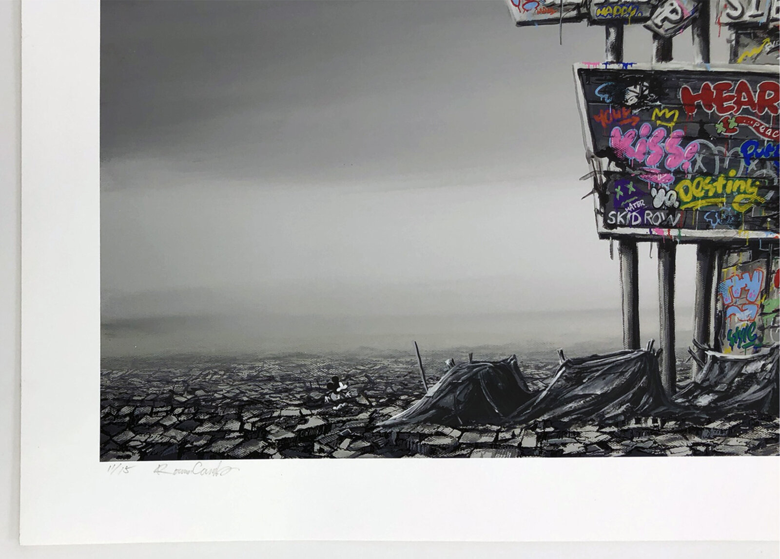 Artwork by Jeff Gillette, Ruined Sign (Dual Embellished Roamcoach Collab), Made of Hand Embellished Screen Print 