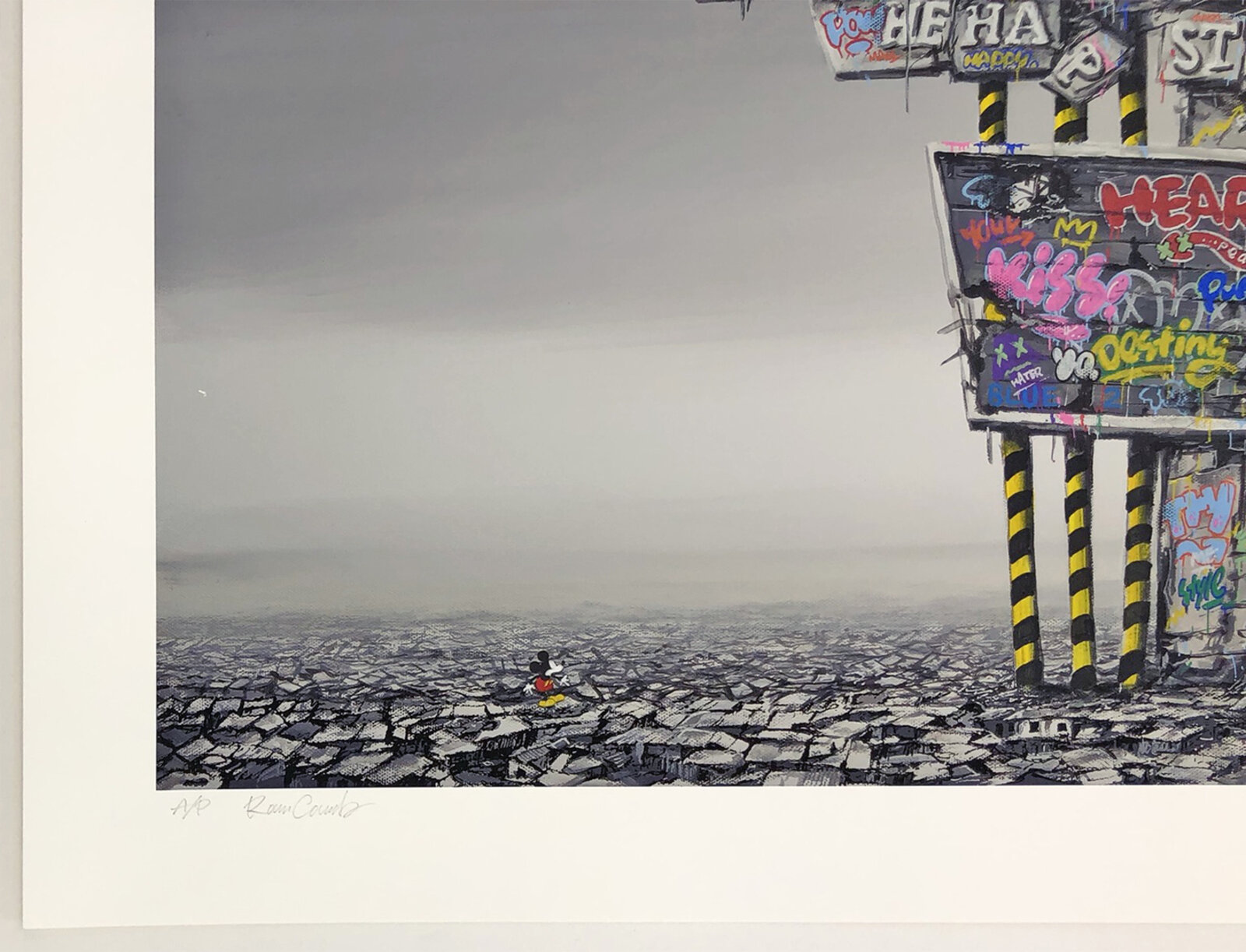 Artwork by Jeff Gillette, Ruined Sign (Embellished Roamcoach Collab), Made of Hand Embellished Screen Print 