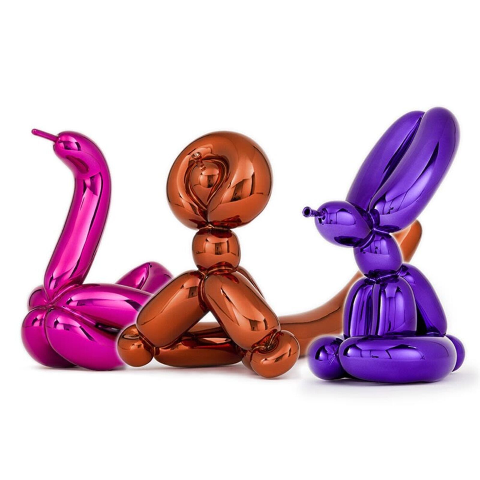 Artwork by Jeff Koons, Balloon Animals, Set II in Matching Edition Numbers, Made of French Limoges porcelain with chromatic coating 
