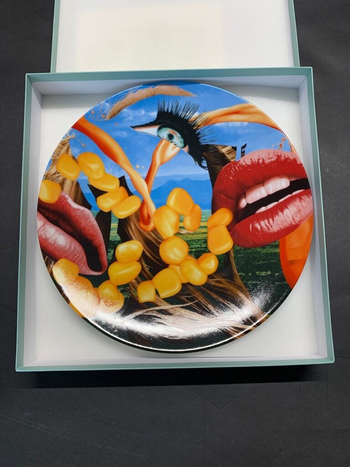Artwork by Jeff Koons, Lips Coupe Plate, Made of Glazed Porcelain 