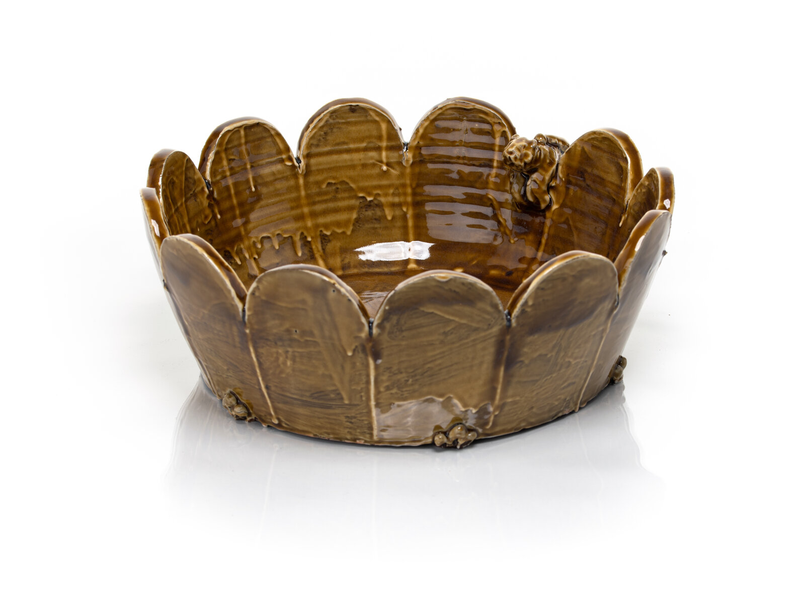 Large Scalloped Bowl with Tiger