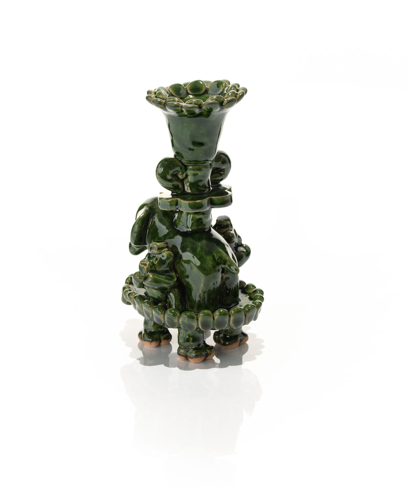 Green Candleholder with Elefant & Bears
