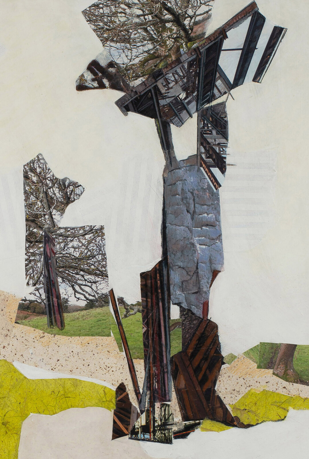Artwork by Jennifer Gunlock, Backcountry I, Made of Mixed media paper collage and drawing on panel 