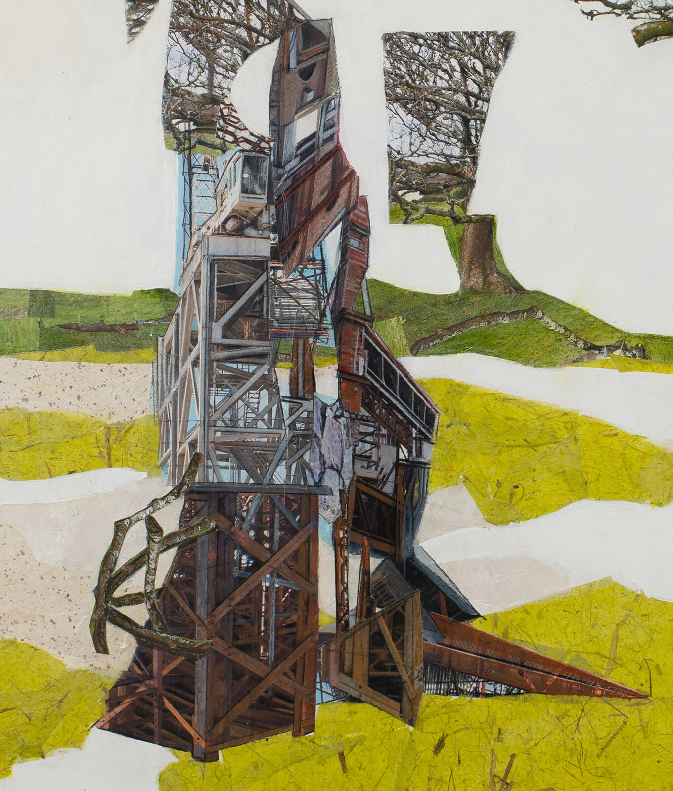 Artwork by Jennifer Gunlock, Backcountry II, Made of Mixed media paper collage and drawing on panel 