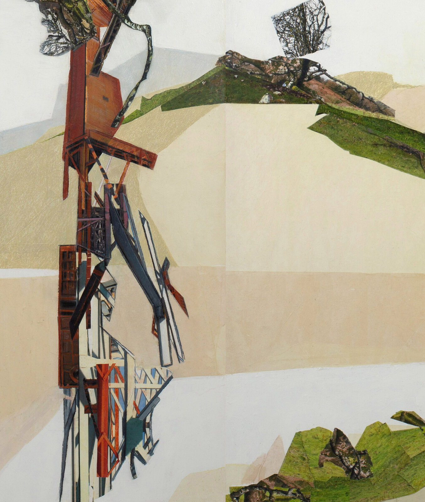 Artwork by Jennifer Gunlock, Backcountry VI, Made of Mixed media paper collage and drawing on panel 
