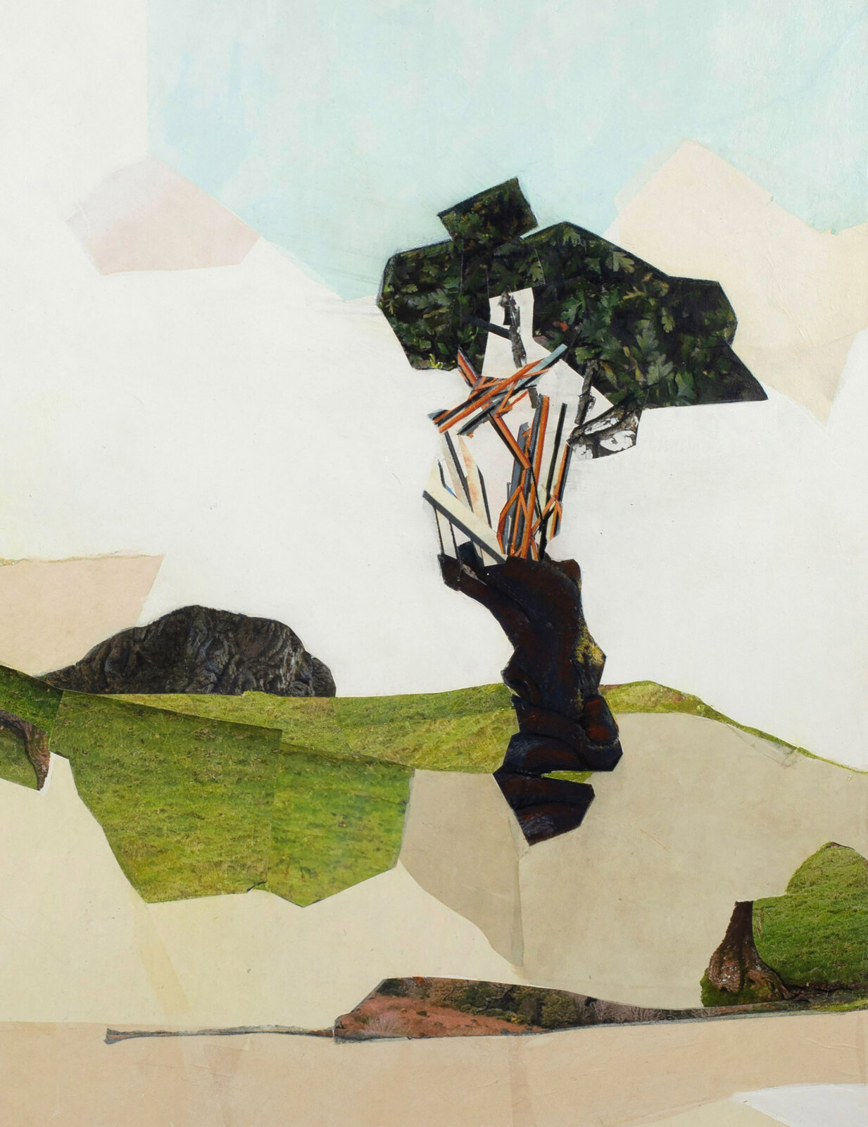 Artwork by Jennifer Gunlock, Backcountry VI, Made of Mixed media paper collage and drawing on panel 