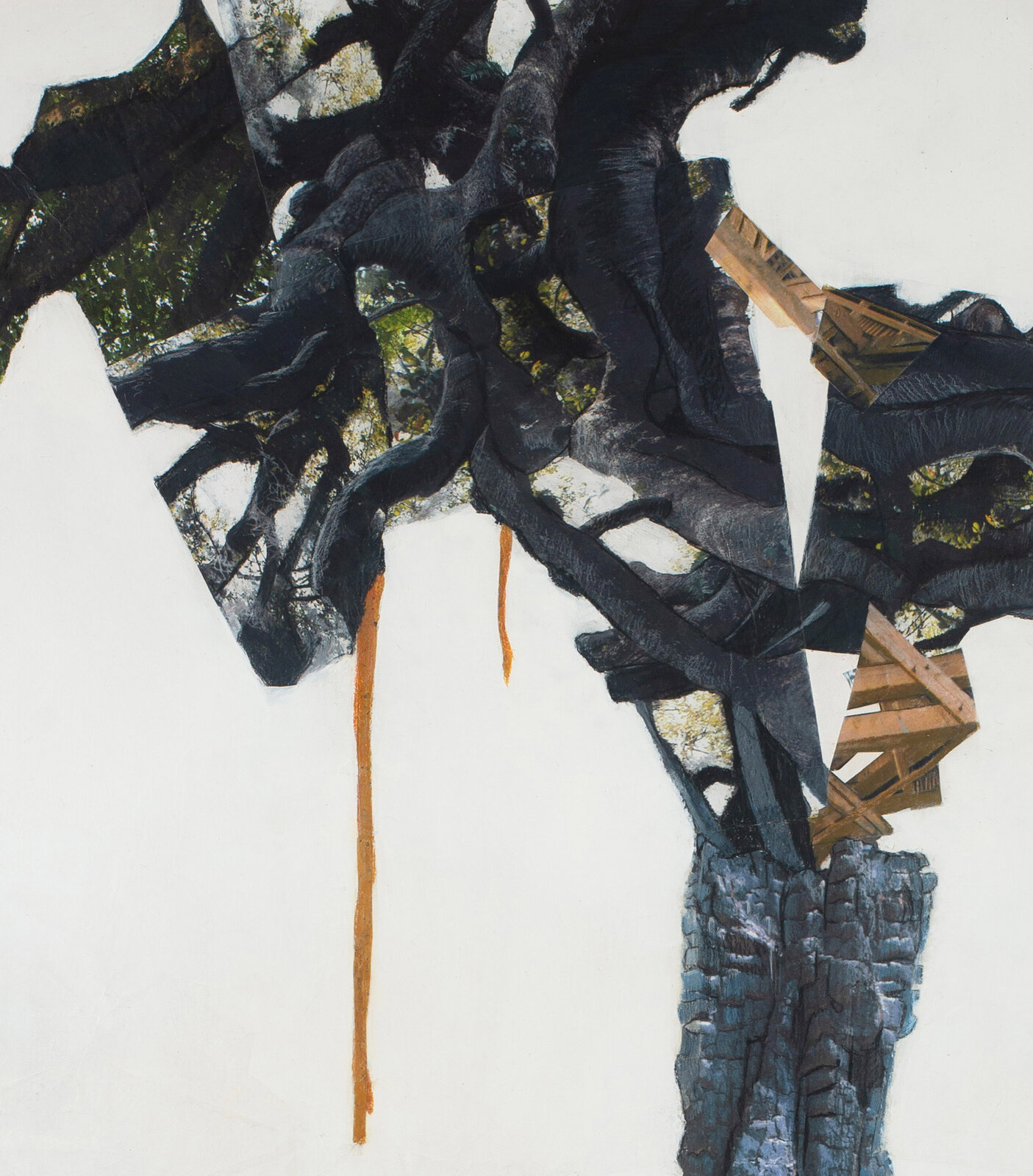 Artwork by Jennifer Gunlock, Backcountry VII, Made of Mixed media paper collage and drawing on panel 