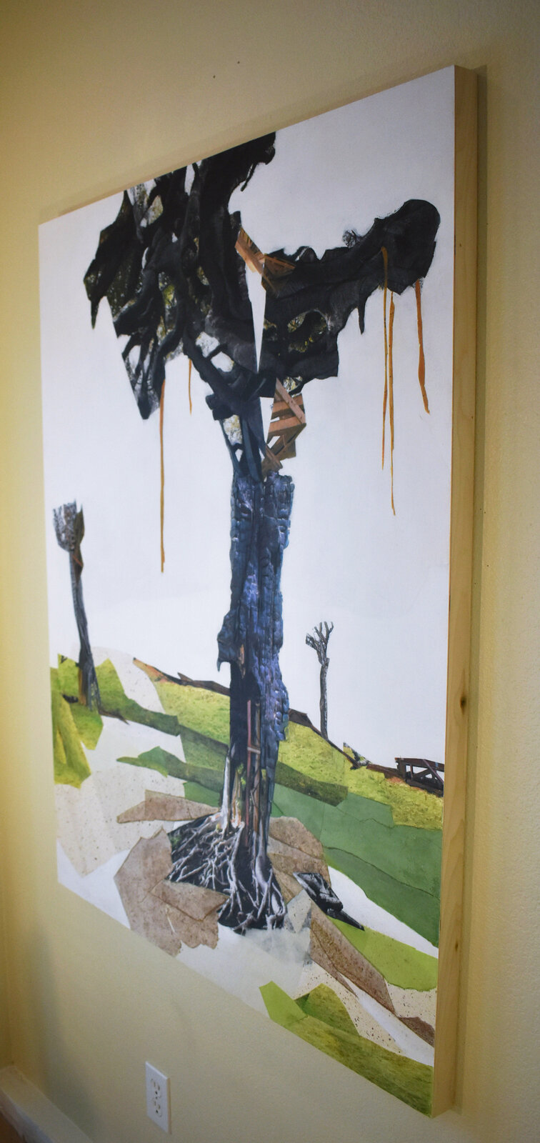 Artwork by Jennifer Gunlock, Backcountry VII, Made of Mixed media paper collage and drawing on panel 