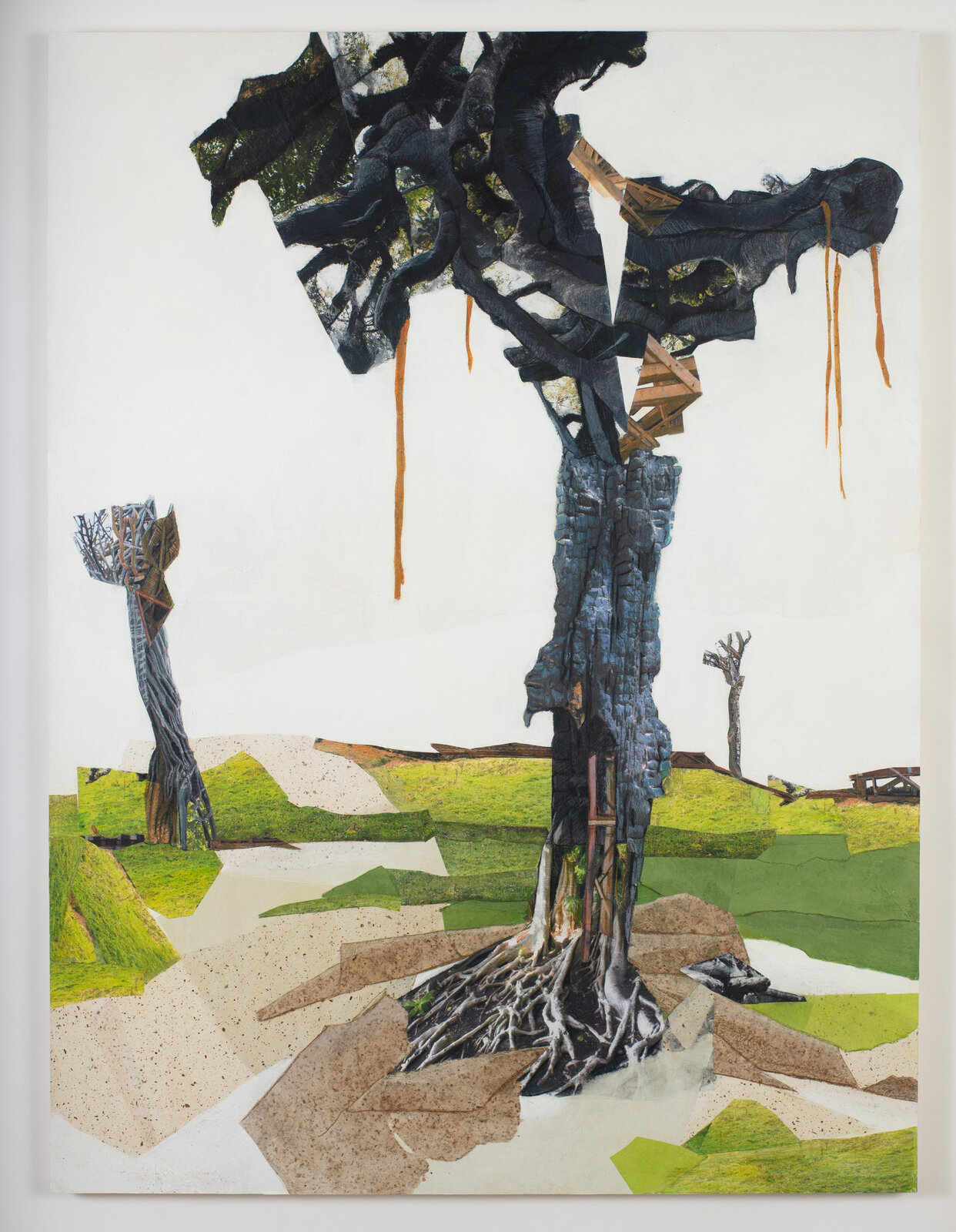 Artwork by Jennifer Gunlock, Backcountry VII, Made of Mixed media paper collage and drawing on panel 