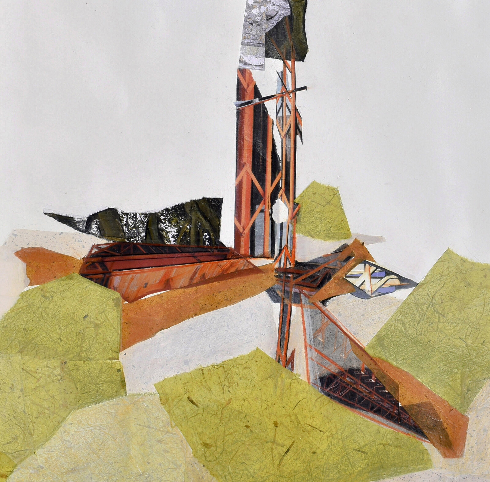 Artwork by Jennifer Gunlock, Nesting Site #1, Made of Mixed media paper collage and drawing on rag paper 