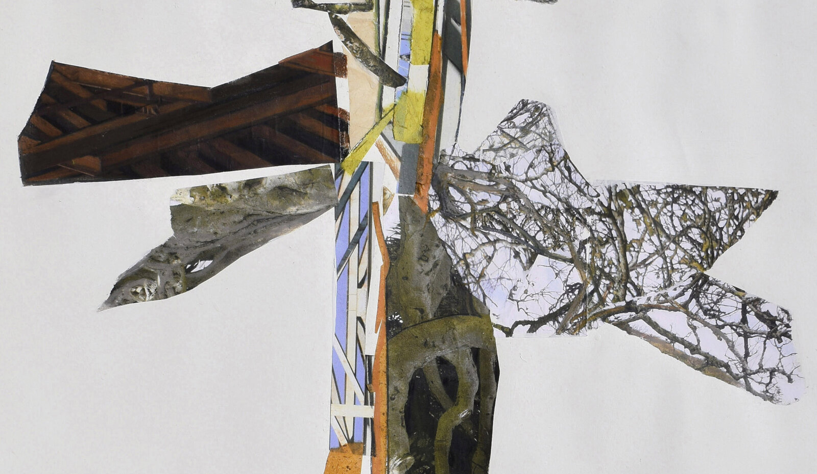 Artwork by Jennifer Gunlock, Nesting Site #2, Made of Mixed media paper collage and drawing on rag paper 