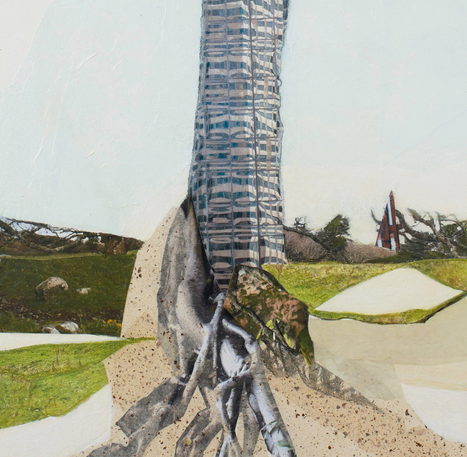 Artwork by Jennifer Gunlock, Sapling III, Made of Mixed media paper collage and drawing on panel 