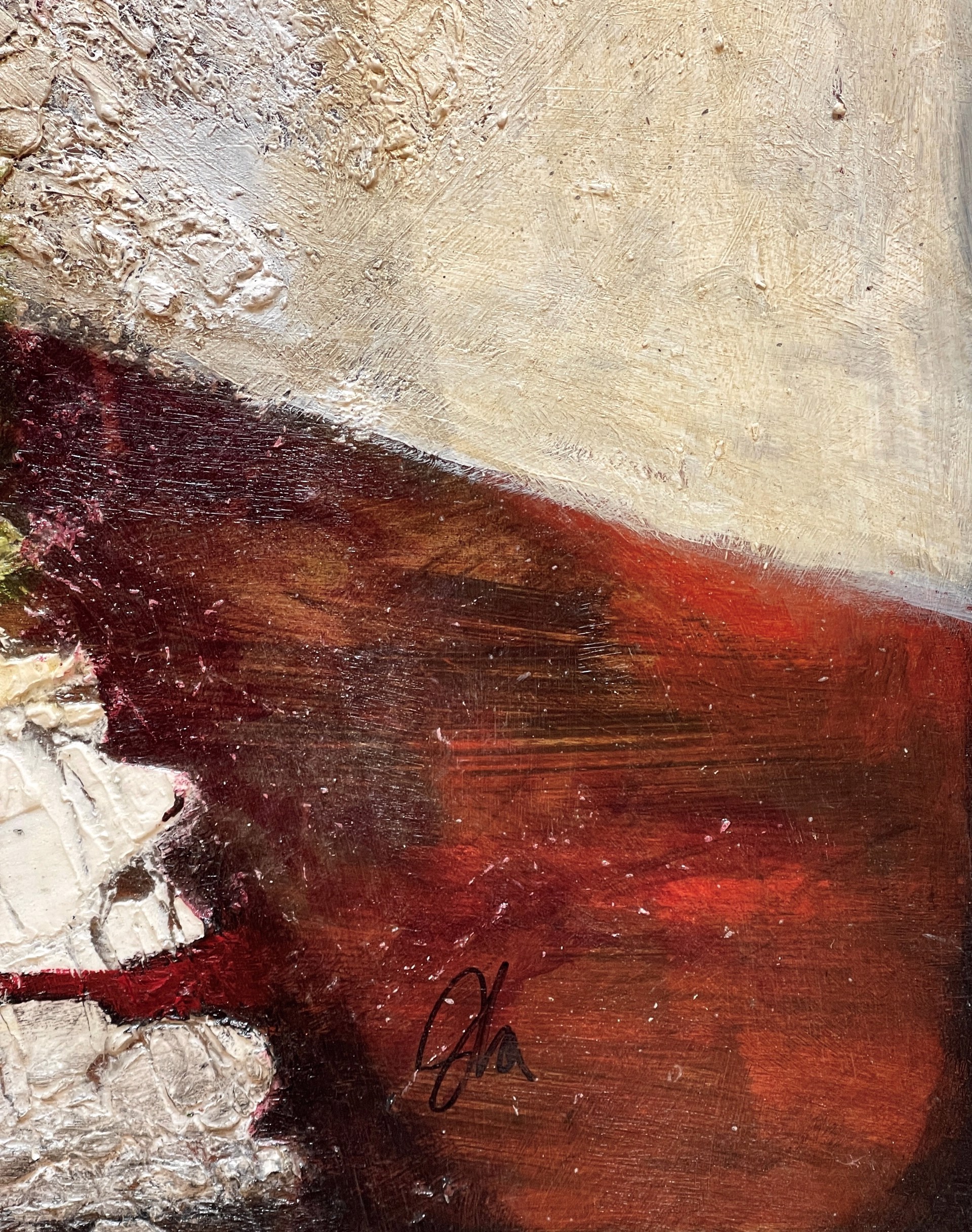 A painting of a man standing in front of a waterfall.