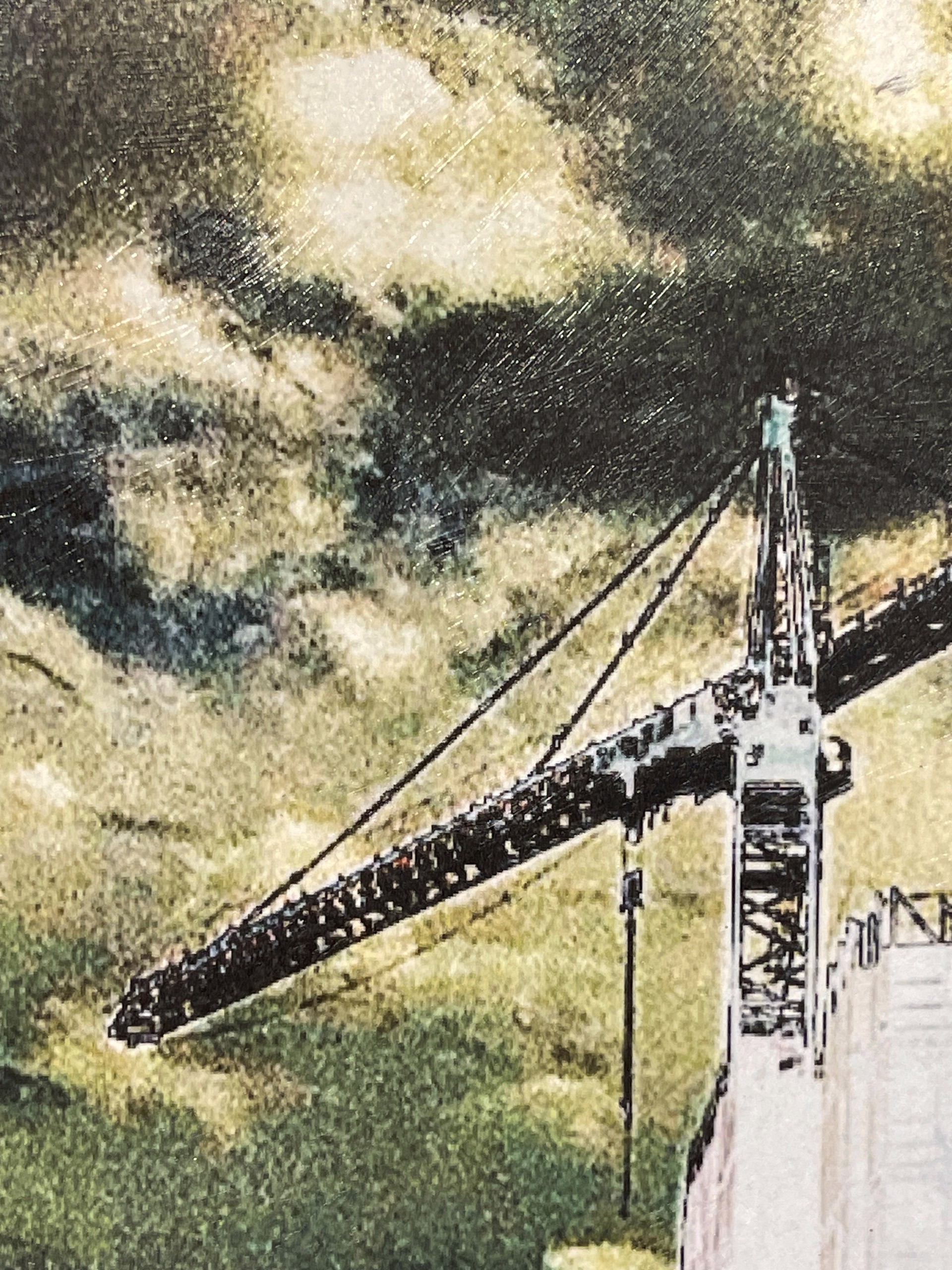 A picture of a city street with a crane in the background.