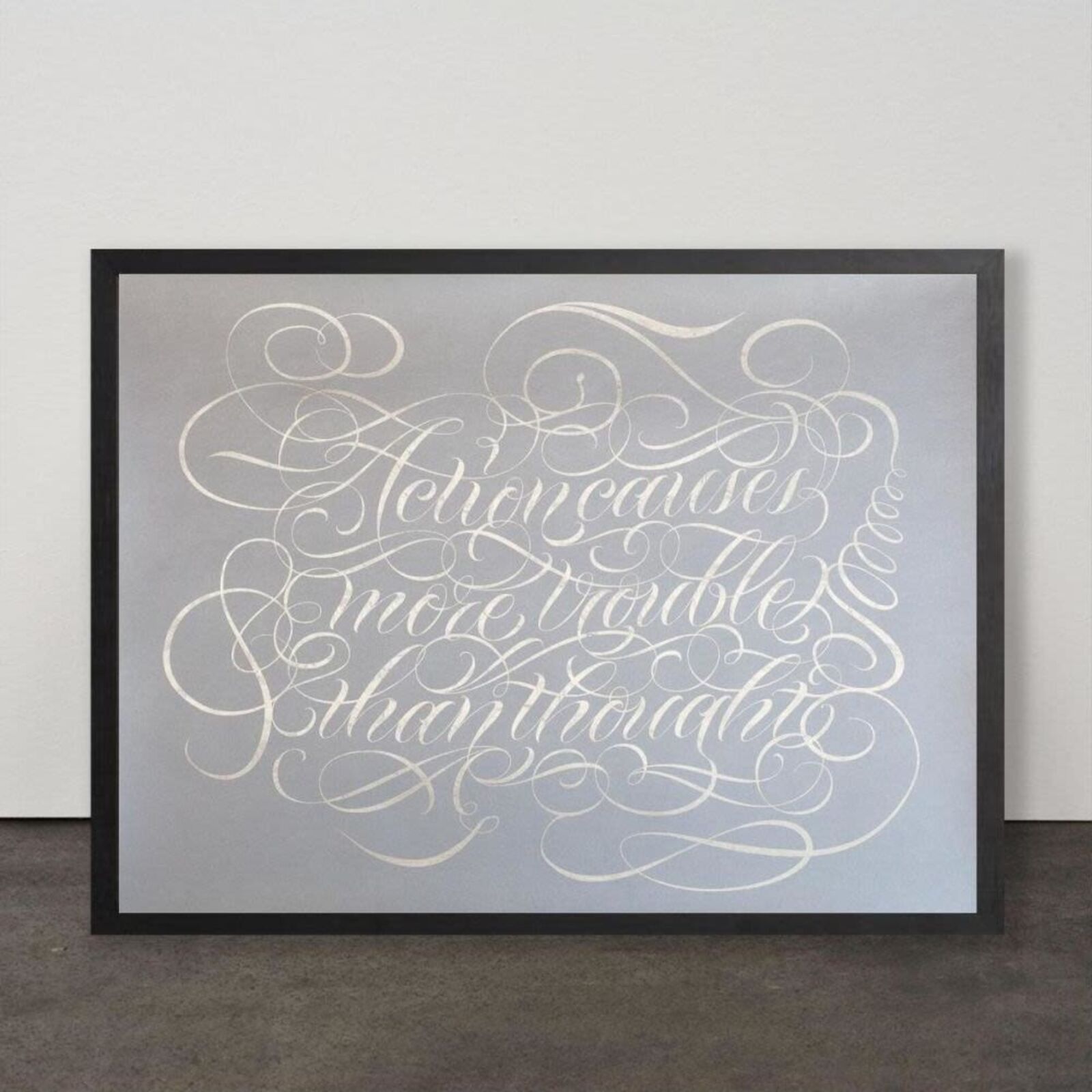 Artwork by Jenny Holzer, More Trouble Than Thought, Made of 2 Colour Screenprint with hand applied Palladium Leaf on Coventry rag 335gsm 