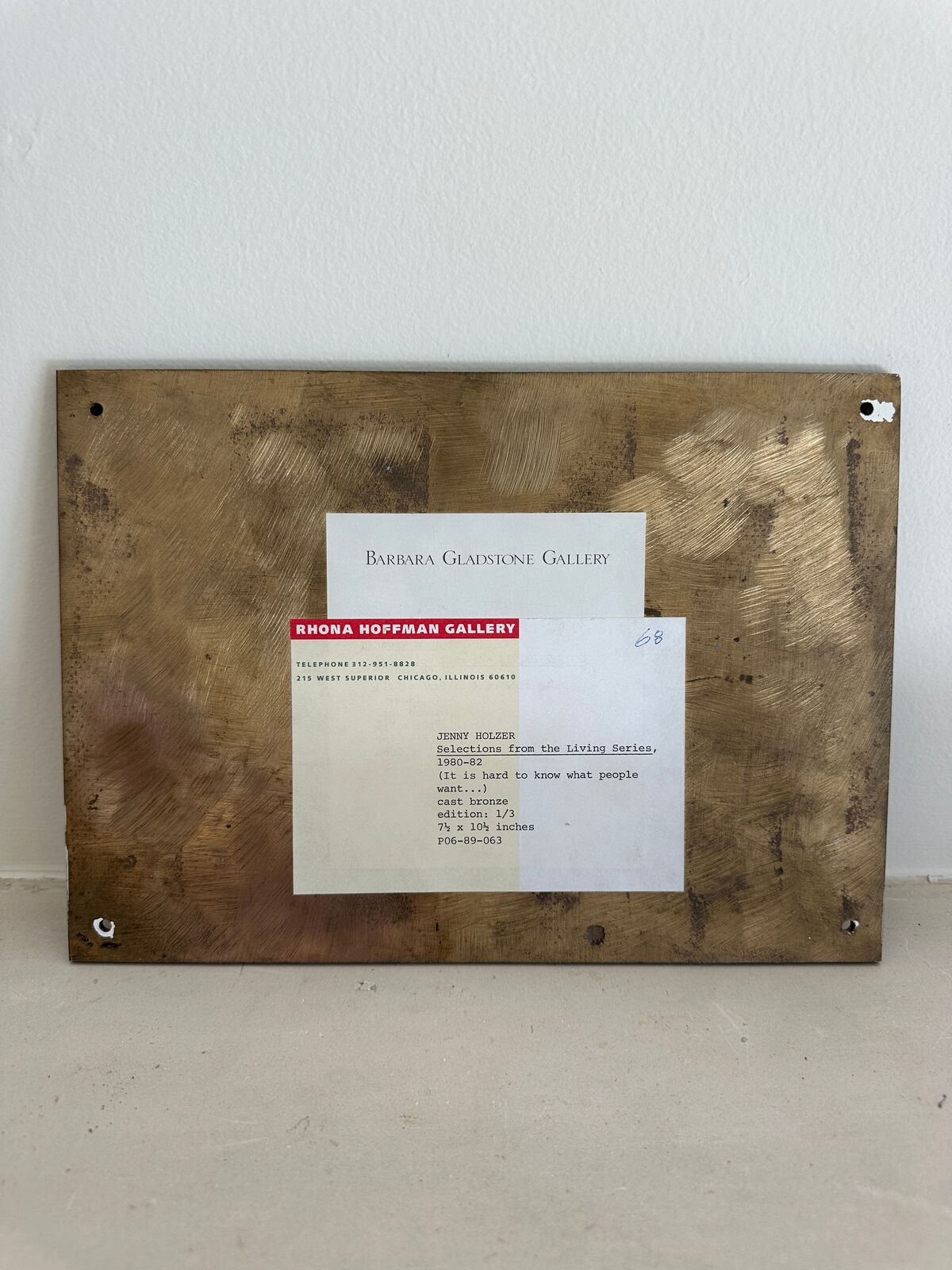Artwork by Jenny Holzer, Selections from the Living Series: It is hard to know what people want..., Made of Cast bronze 
