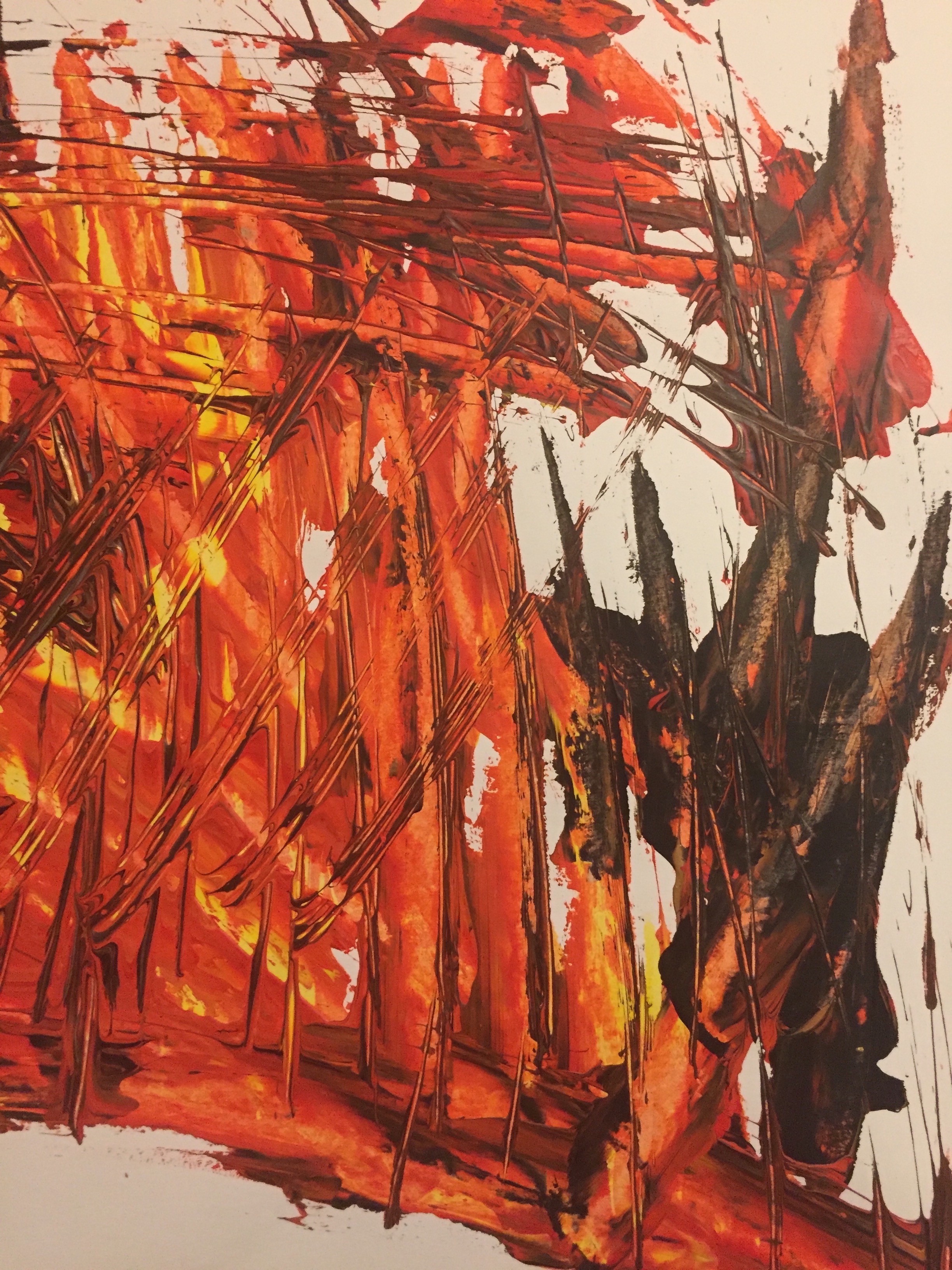 A painting on a wooden table with a white background.