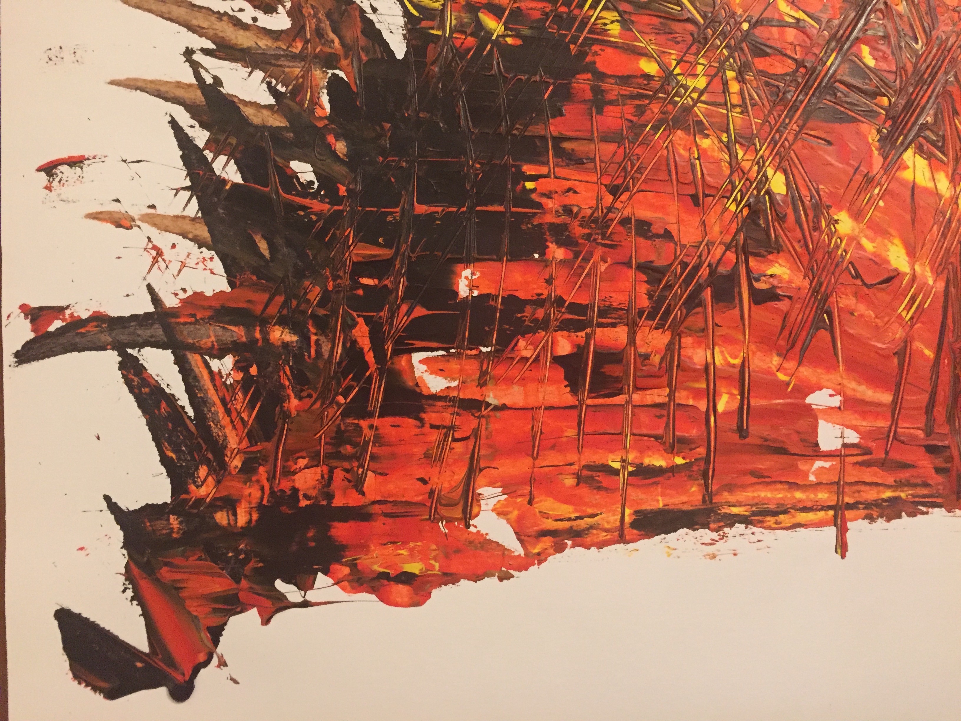 A painting on a wooden table with a white background.
