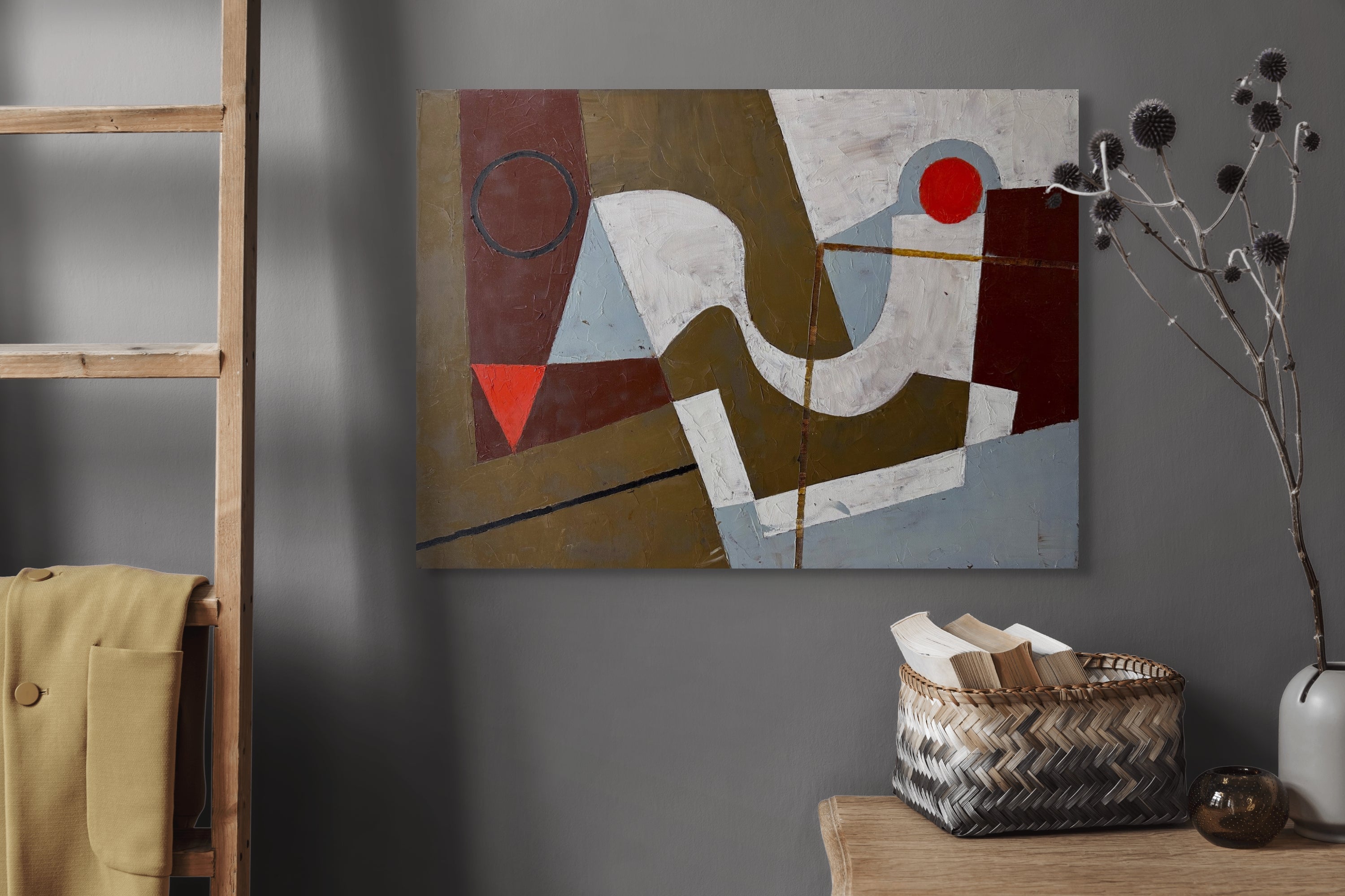 Artwork by Jeremy Annear, Construct (Red Disc and Triangle), Made of Oil on canvas 