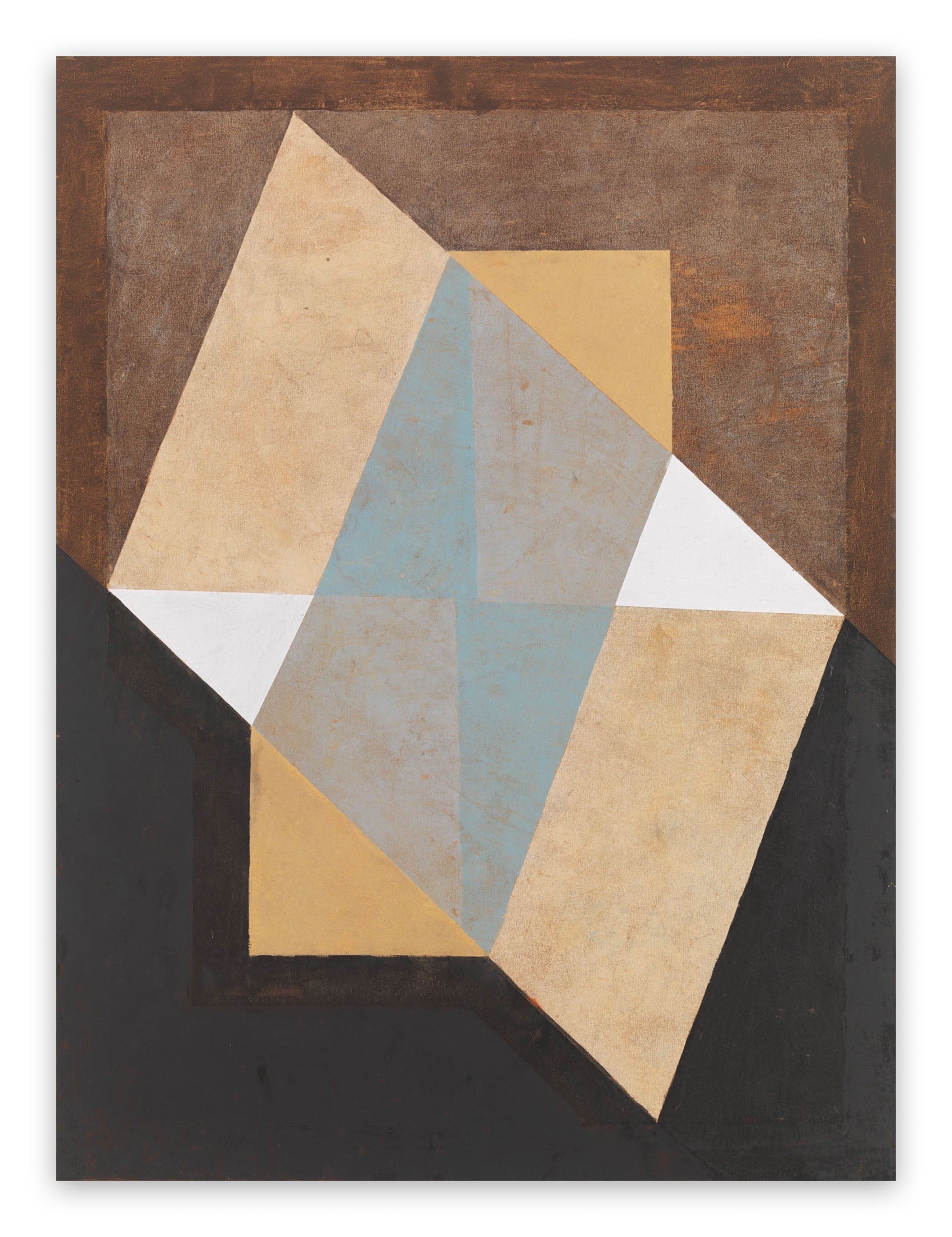A painting of a square with a triangle in the middle.