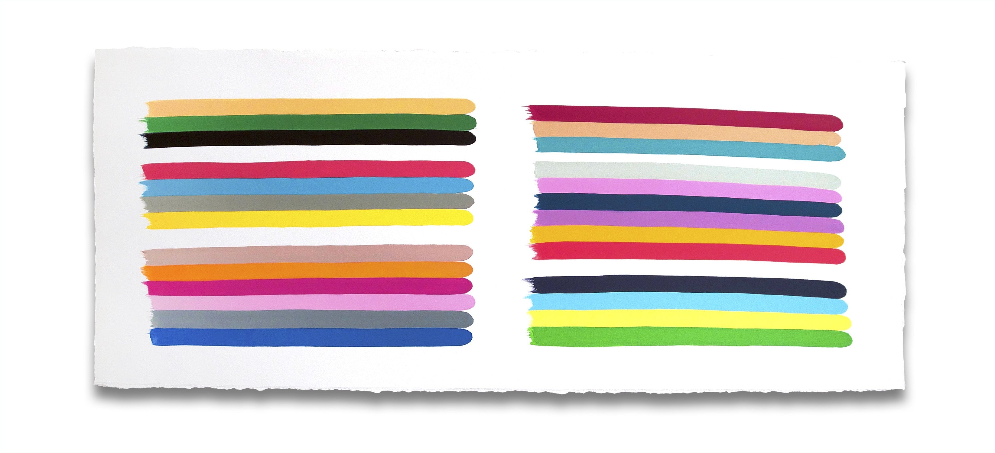 A piece of paper with a bunch of different colored strips of paper.
