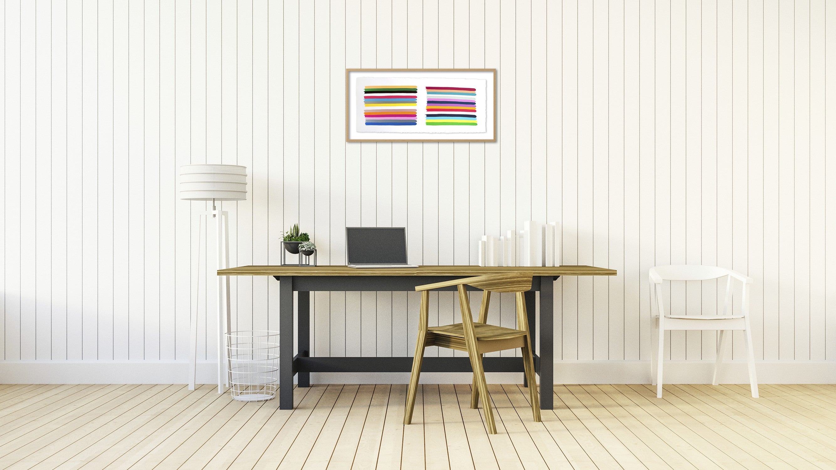 A piece of paper with a bunch of different colored strips of paper.