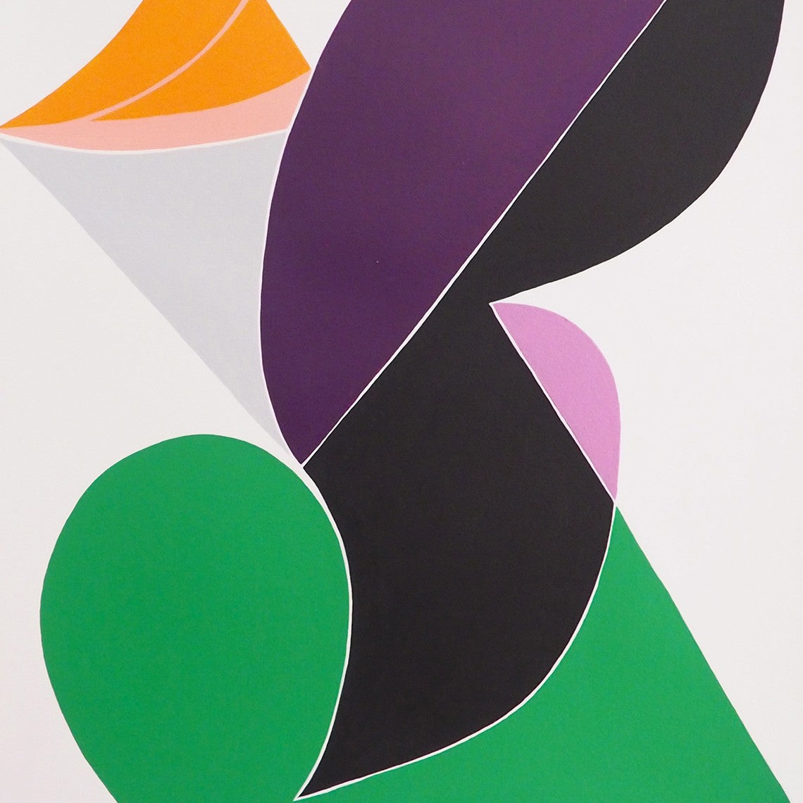 A piece of art that is on a white surface.