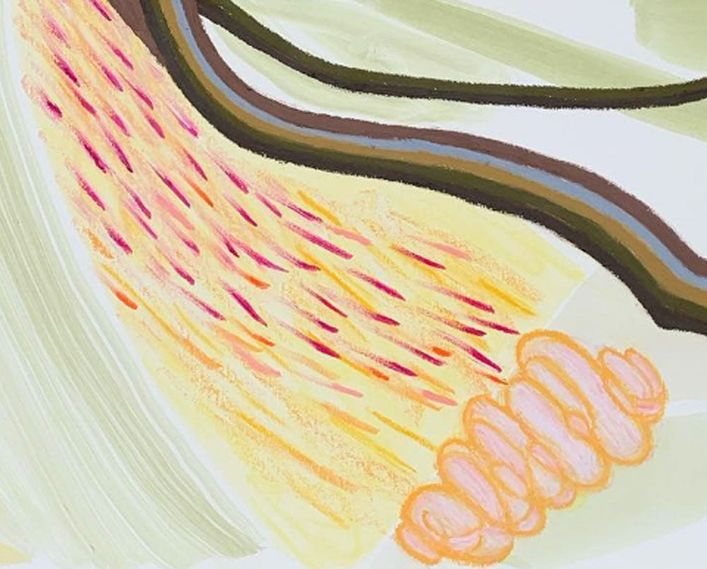 Artwork by Jessica Snow, Minoan Stories 6, Made of Oil pastel and acrylic on hot press paper 