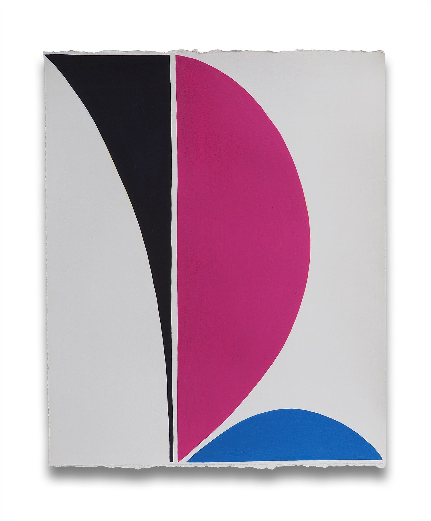 A piece of paper with a pink, black, and blue design on it.
