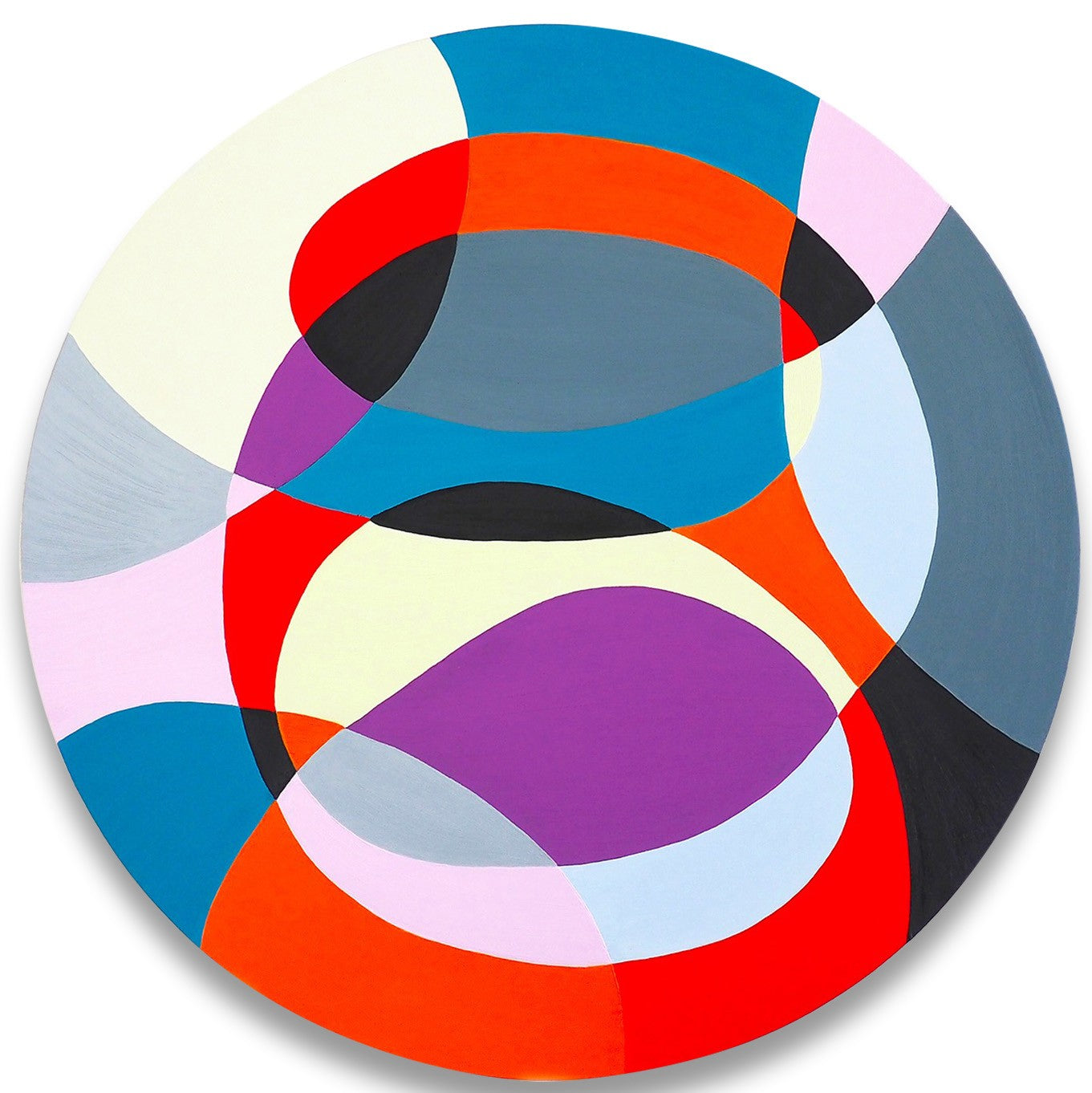 Artwork by Jessica Snow, Pink Link, Made of Oil on circular plexiglass 