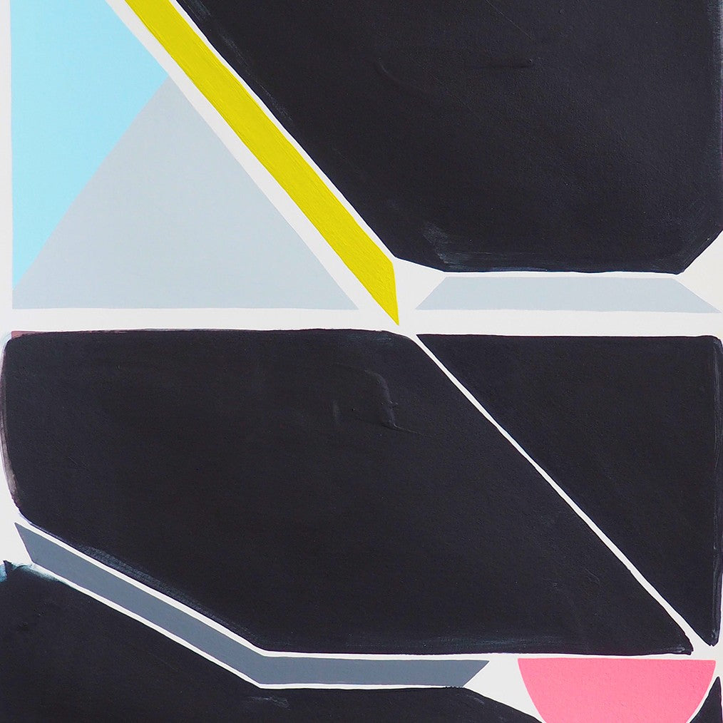 A painting on a white wall with a black background.