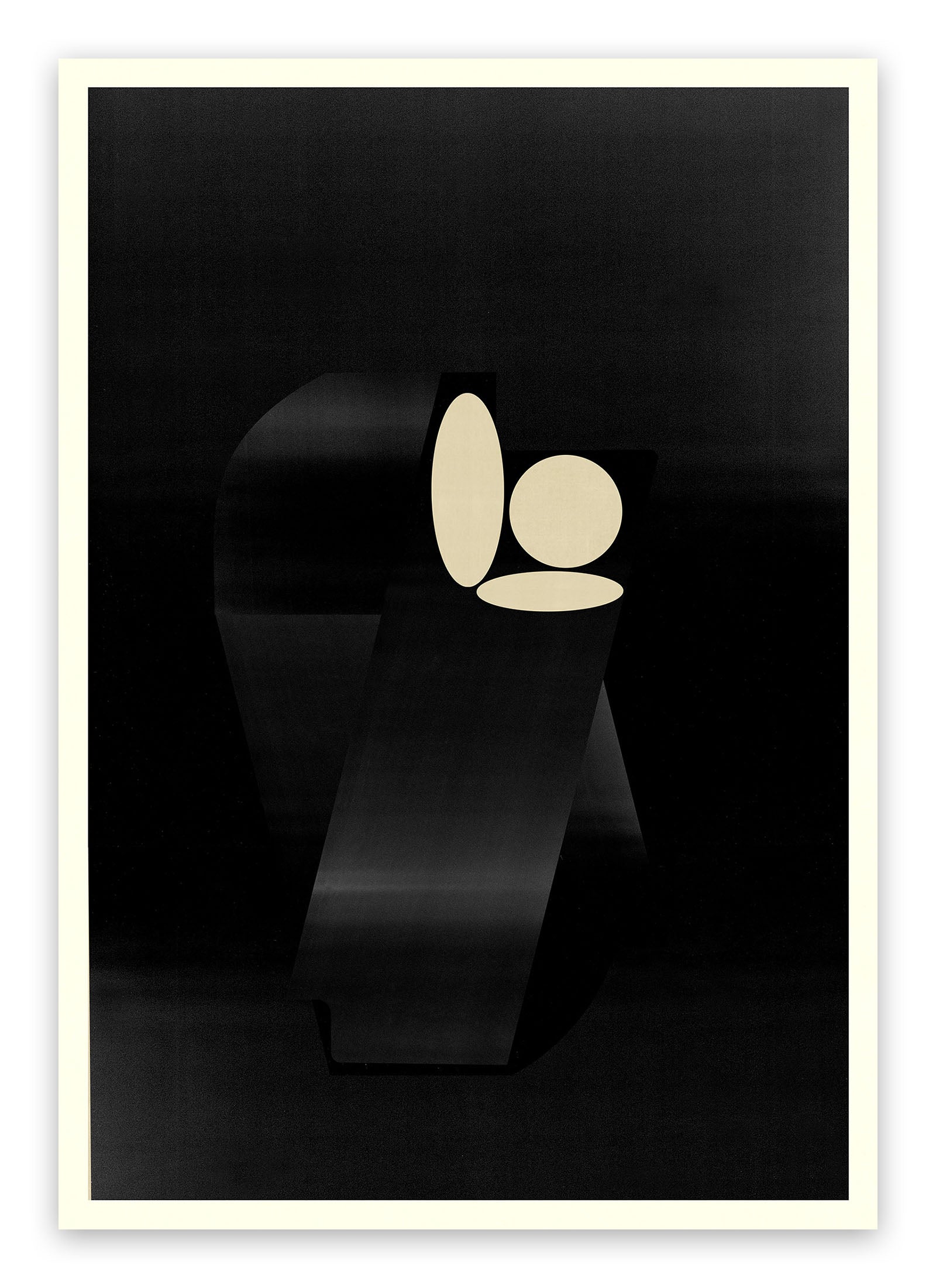A black and white poster with a black and gold design.