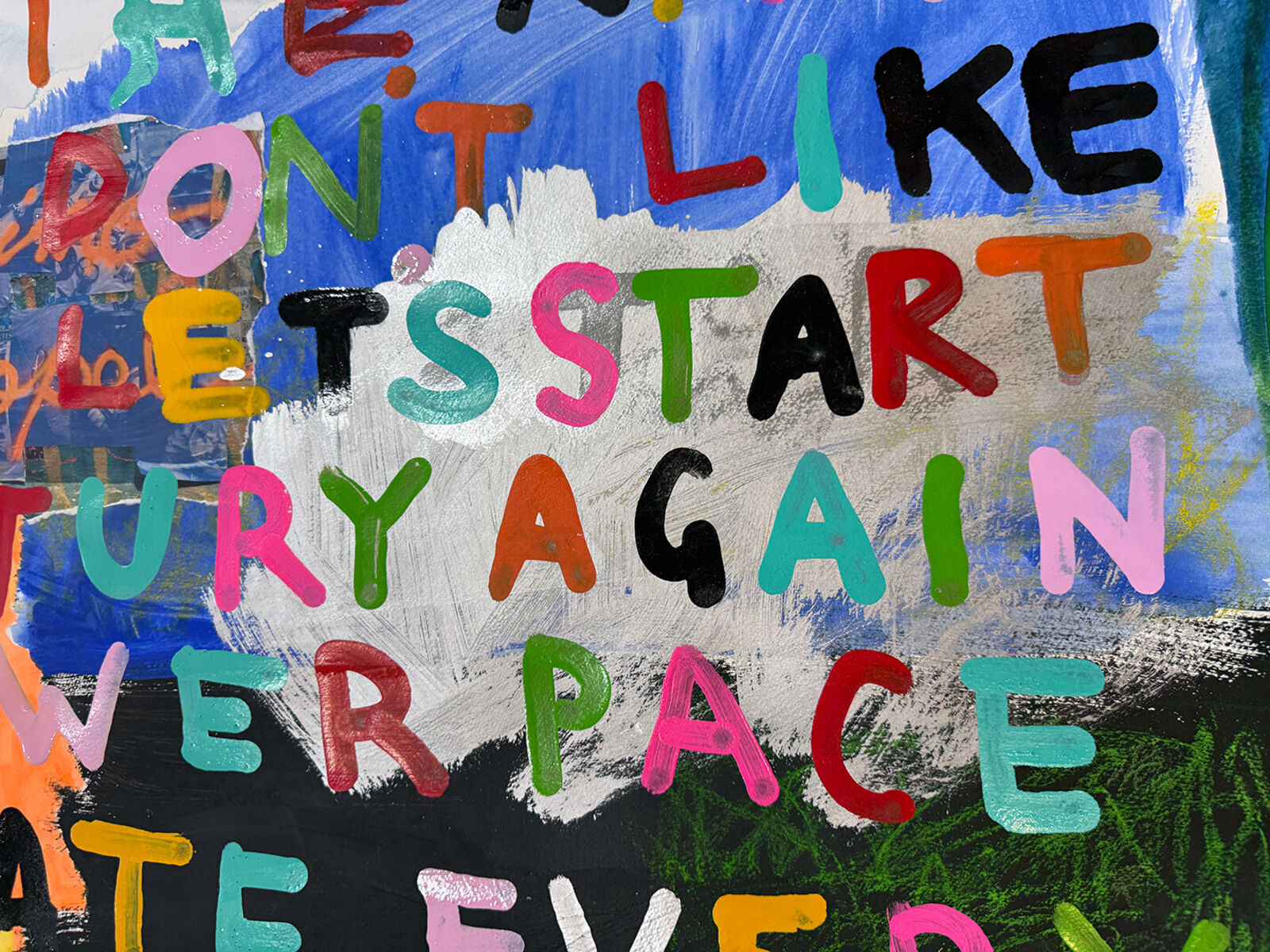 A colorful painting with a quote on it that says enjoy the ride.