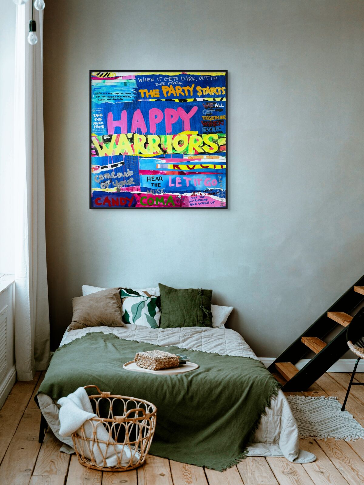 A poster with the words happy warriors written on it.