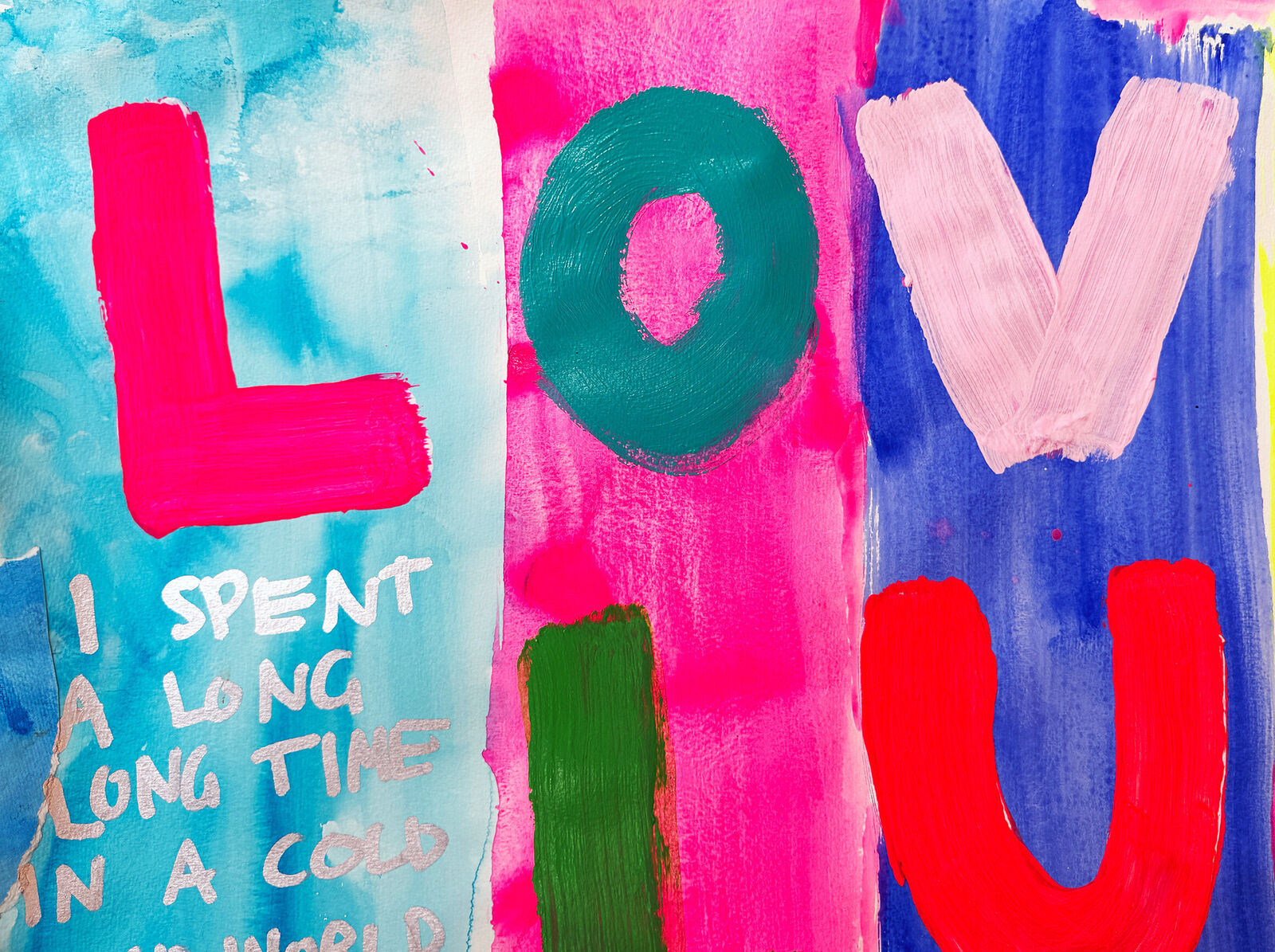 A painting with the words love is a luxury written on it.