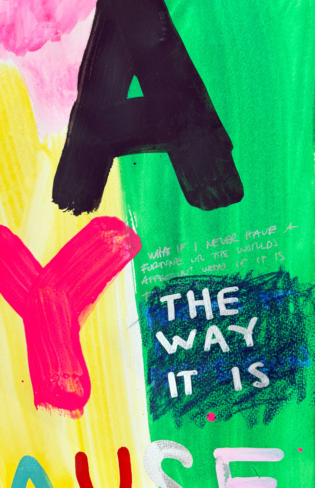 A painting with the words love is a luxury written on it.