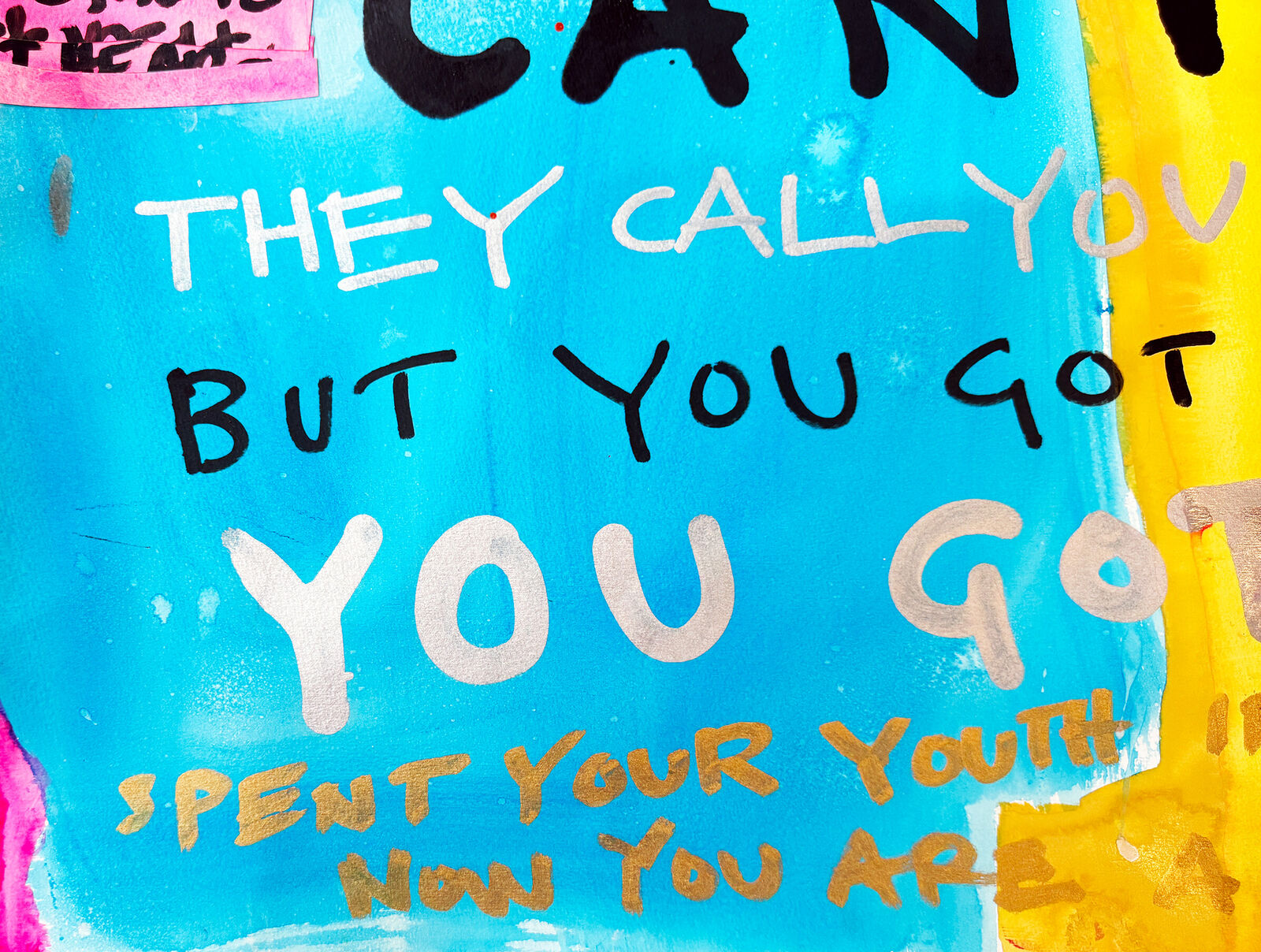 A painting with a quote on it that says true hearts can't be destroyed.