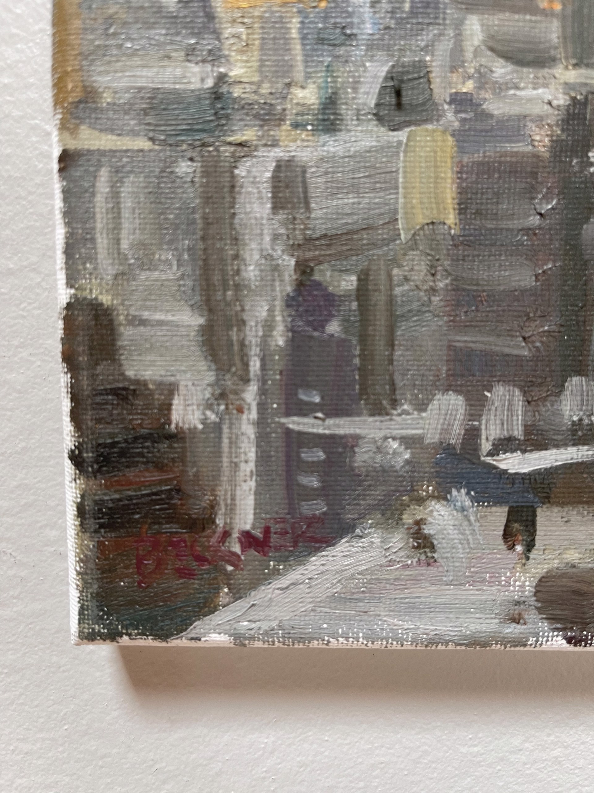 A painting of the Empire State Building in New York City.