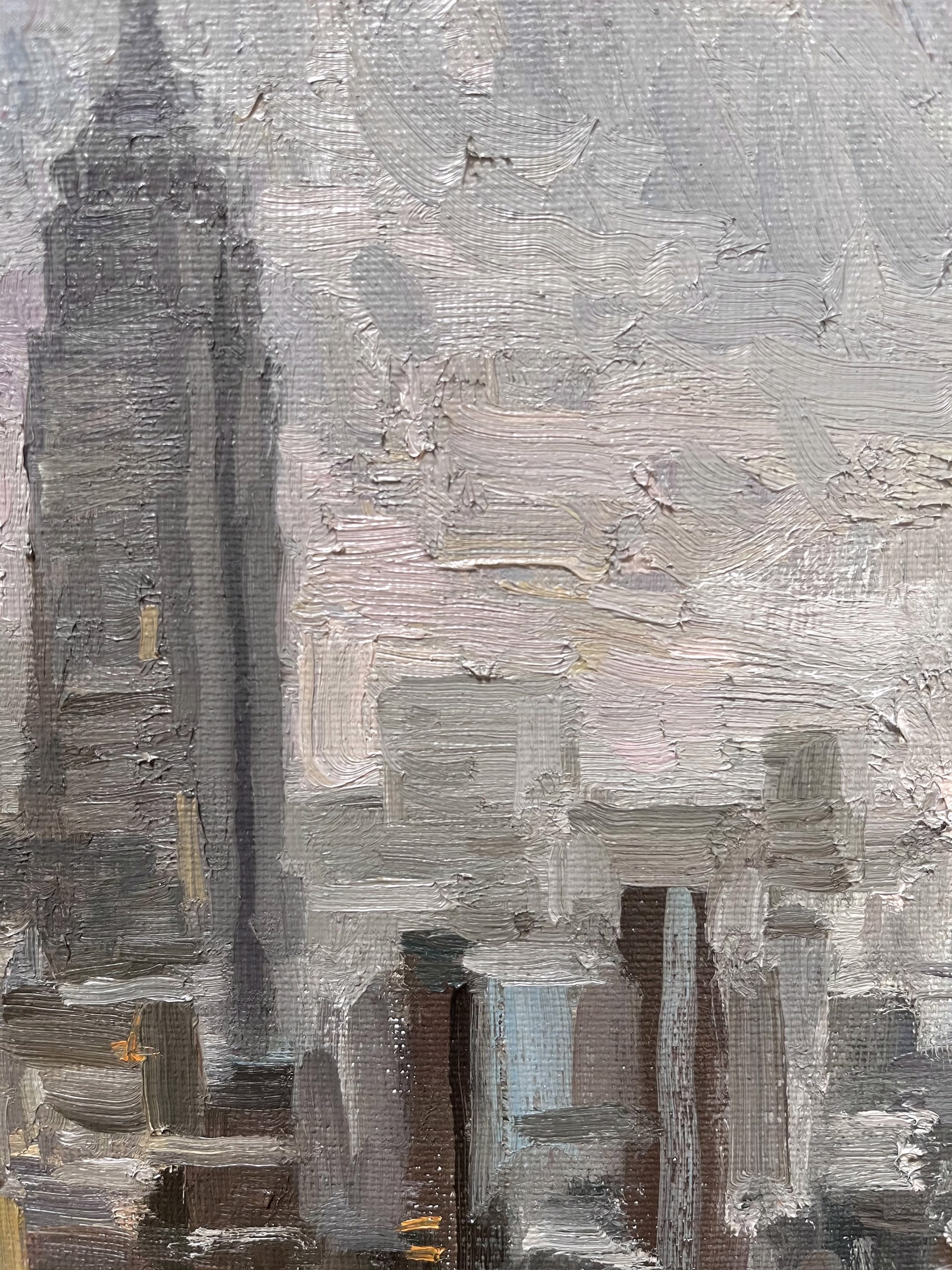 A painting of the Empire State Building in New York City.