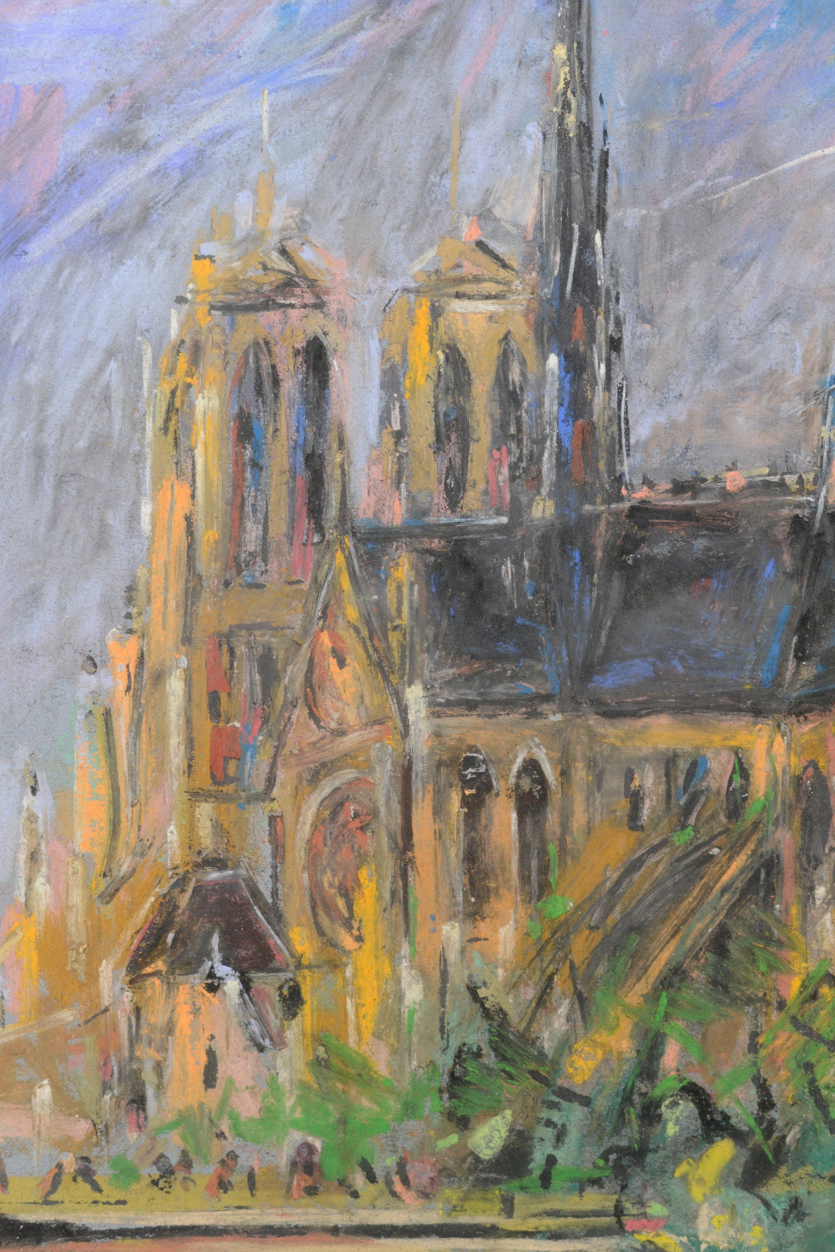 Artwork by Joan Abelló, Seine and Notre-Dame de Paris, Made of Pastel 