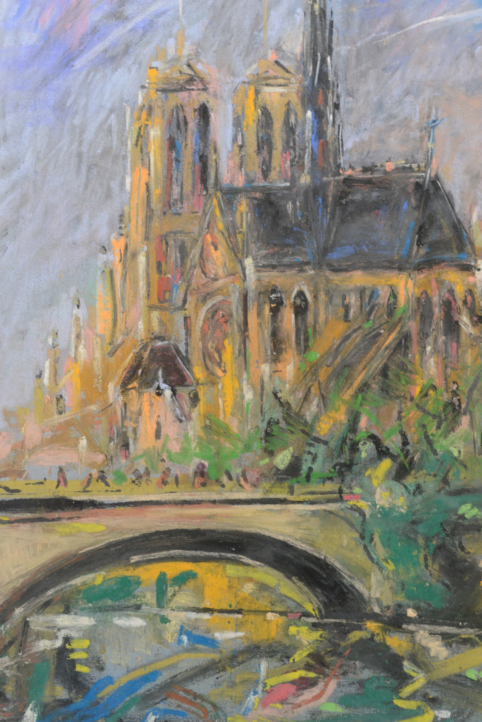 Artwork by Joan Abelló, Seine and Notre-Dame de Paris, Made of Pastel 