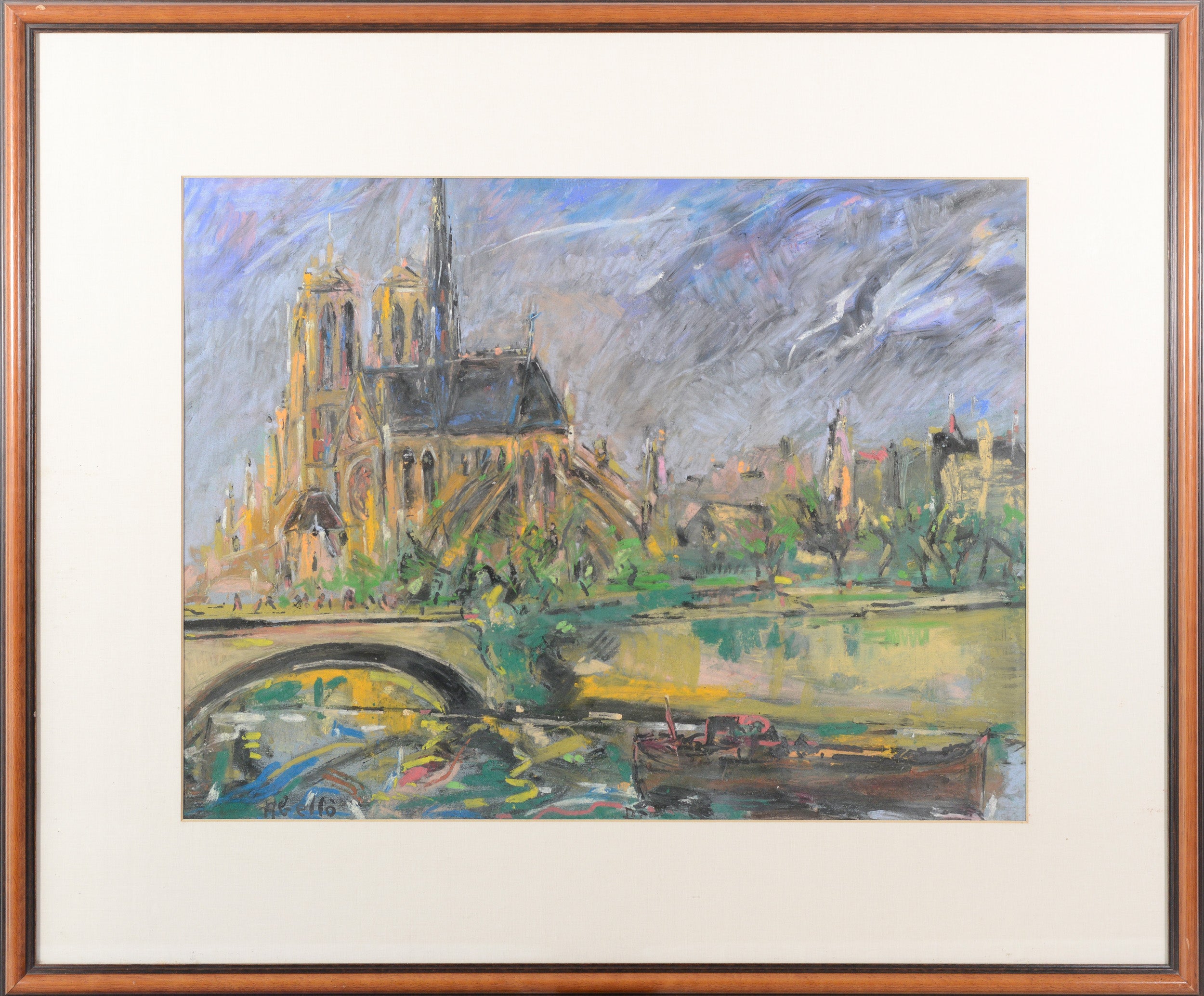 Artwork by Joan Abelló, Seine and Notre-Dame de Paris, Made of Pastel 