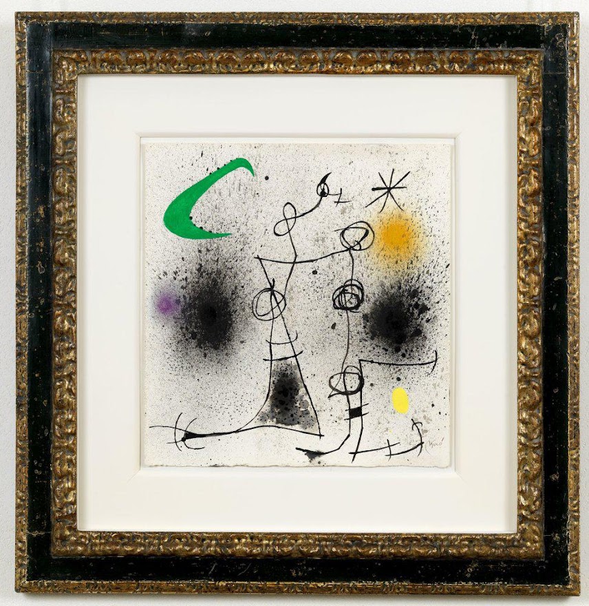 Artwork by Joan Miró, Deux Femmes Dans La Nuit, Made of Ink, gouache and pastel on paper 